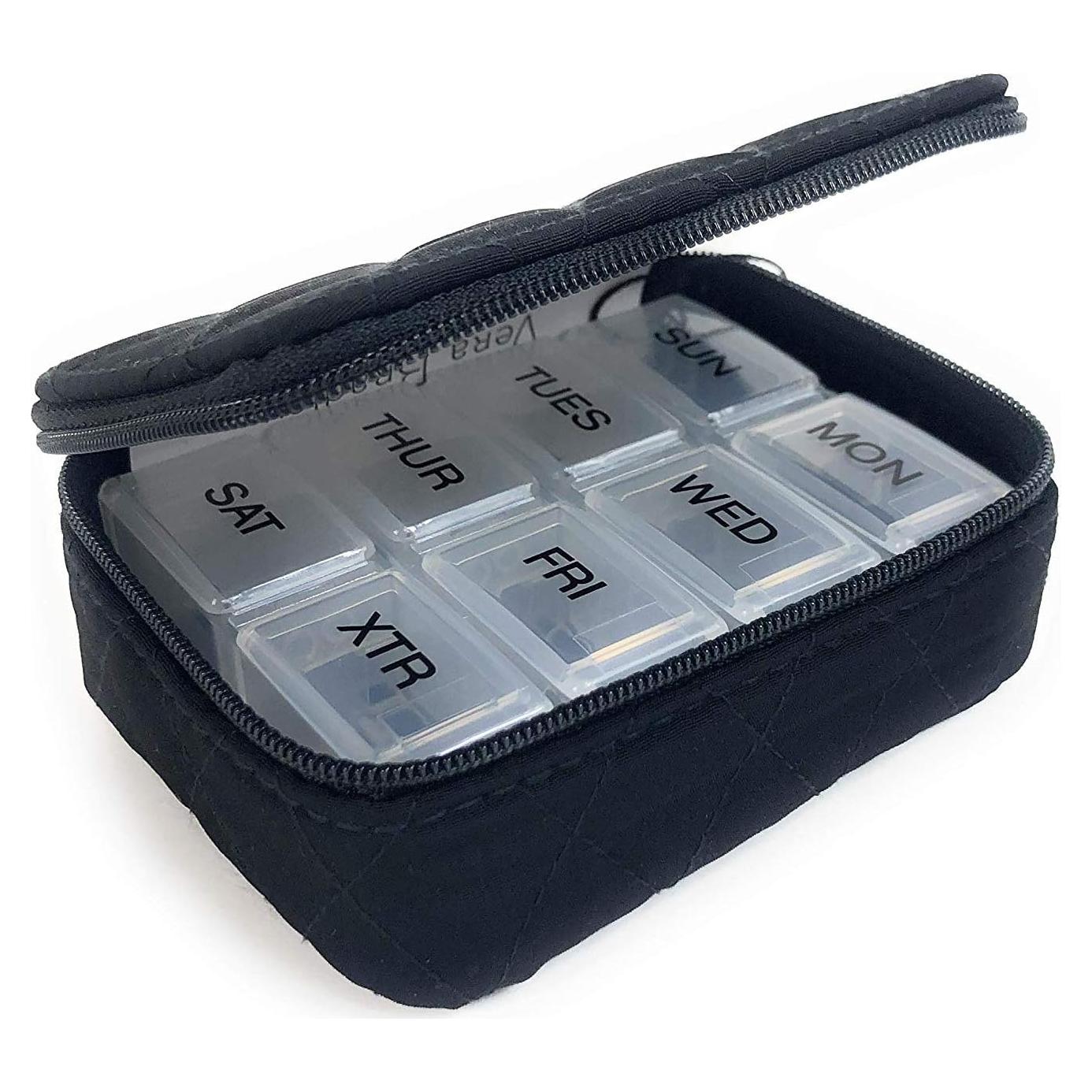 Estuche de Pastillas Vera Bradley Negro Compacto 8 Compartimentos