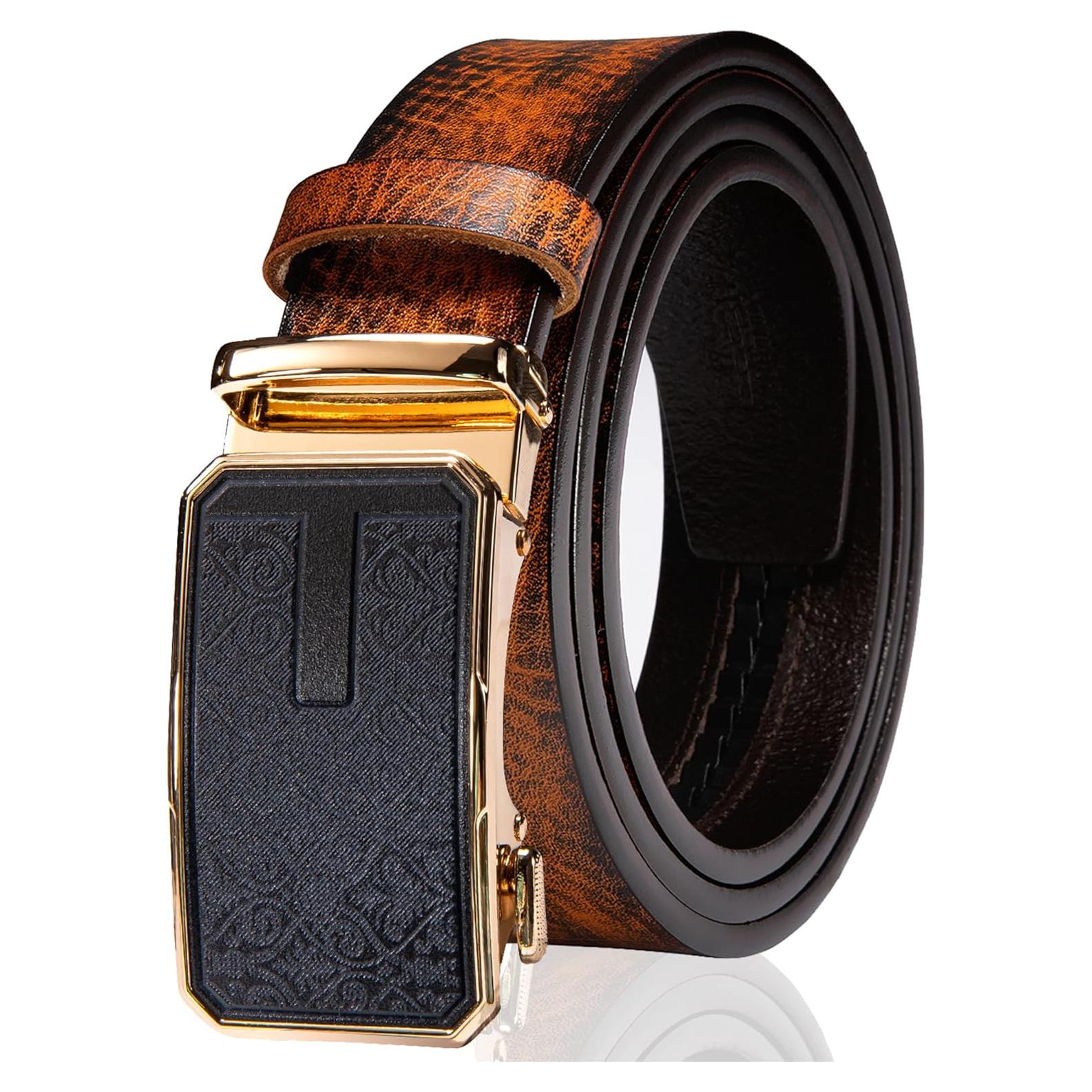 Cinturón de Ratchet Barry.Wang Cuero Genuino Negro 2.86cm