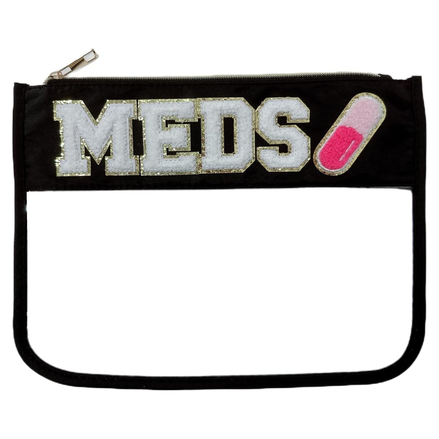 Bolsa de Maquillaje Transparente Chenille MEDS Negra 29.5x20.8cm