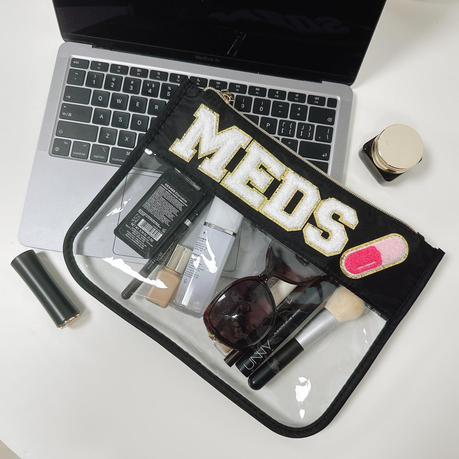 Bolsa de Maquillaje Transparente Chenille MEDS Negra 29.5x20.8cm