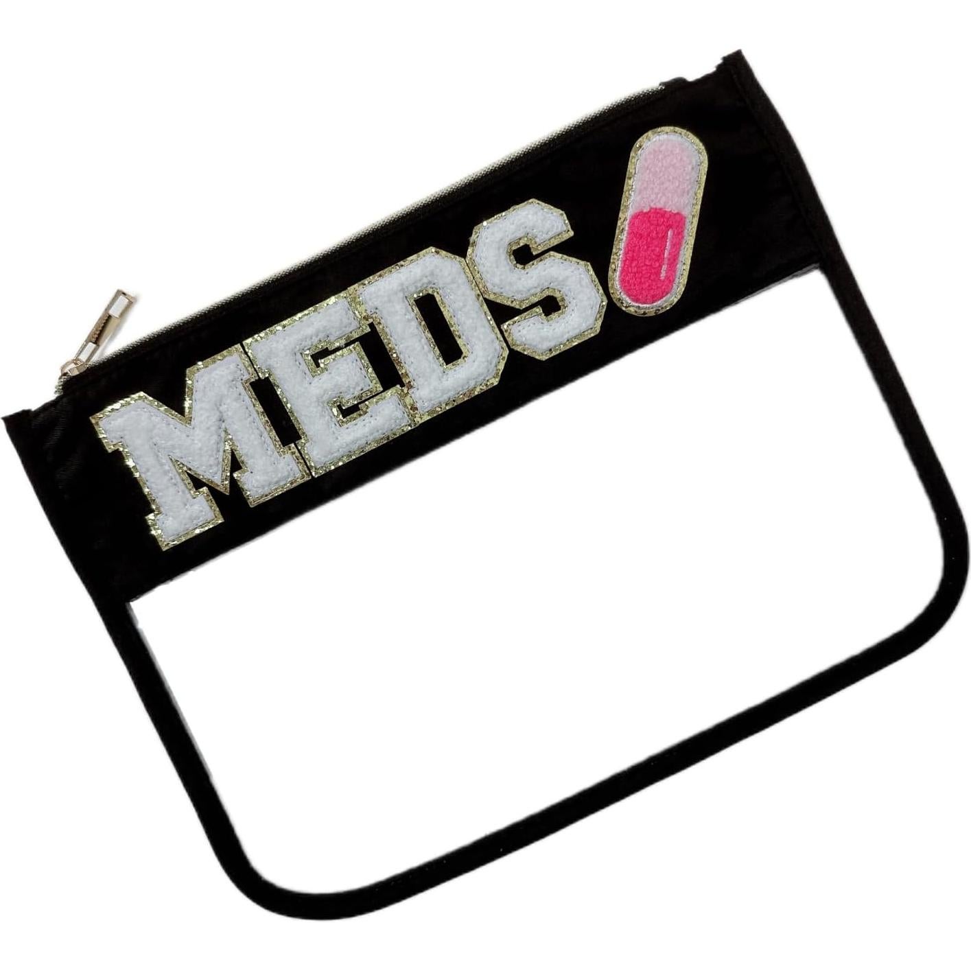 Bolsa de Maquillaje Transparente Chenille MEDS Negra 29.5x20.8cm