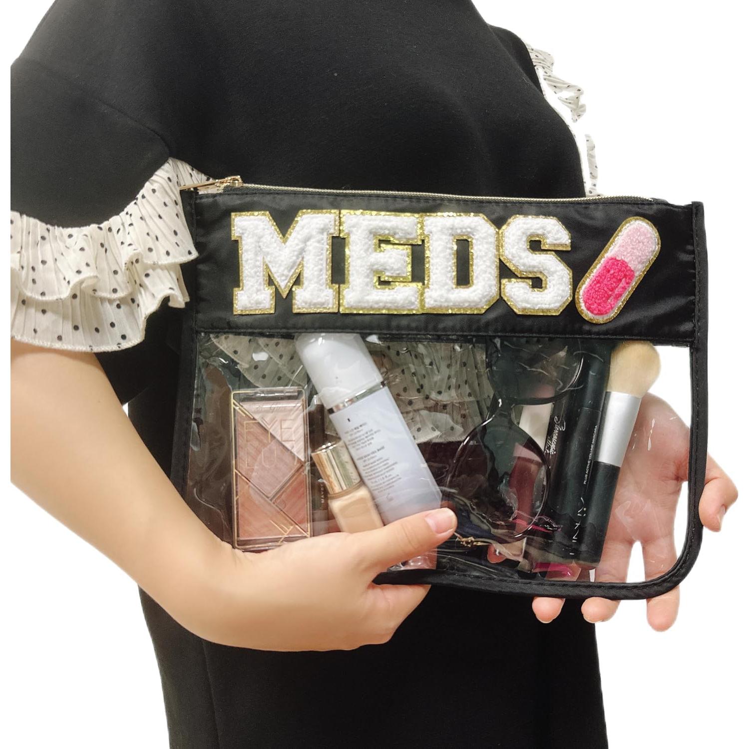 Bolsa de Maquillaje Transparente Chenille MEDS Negra 29.5x20.8cm