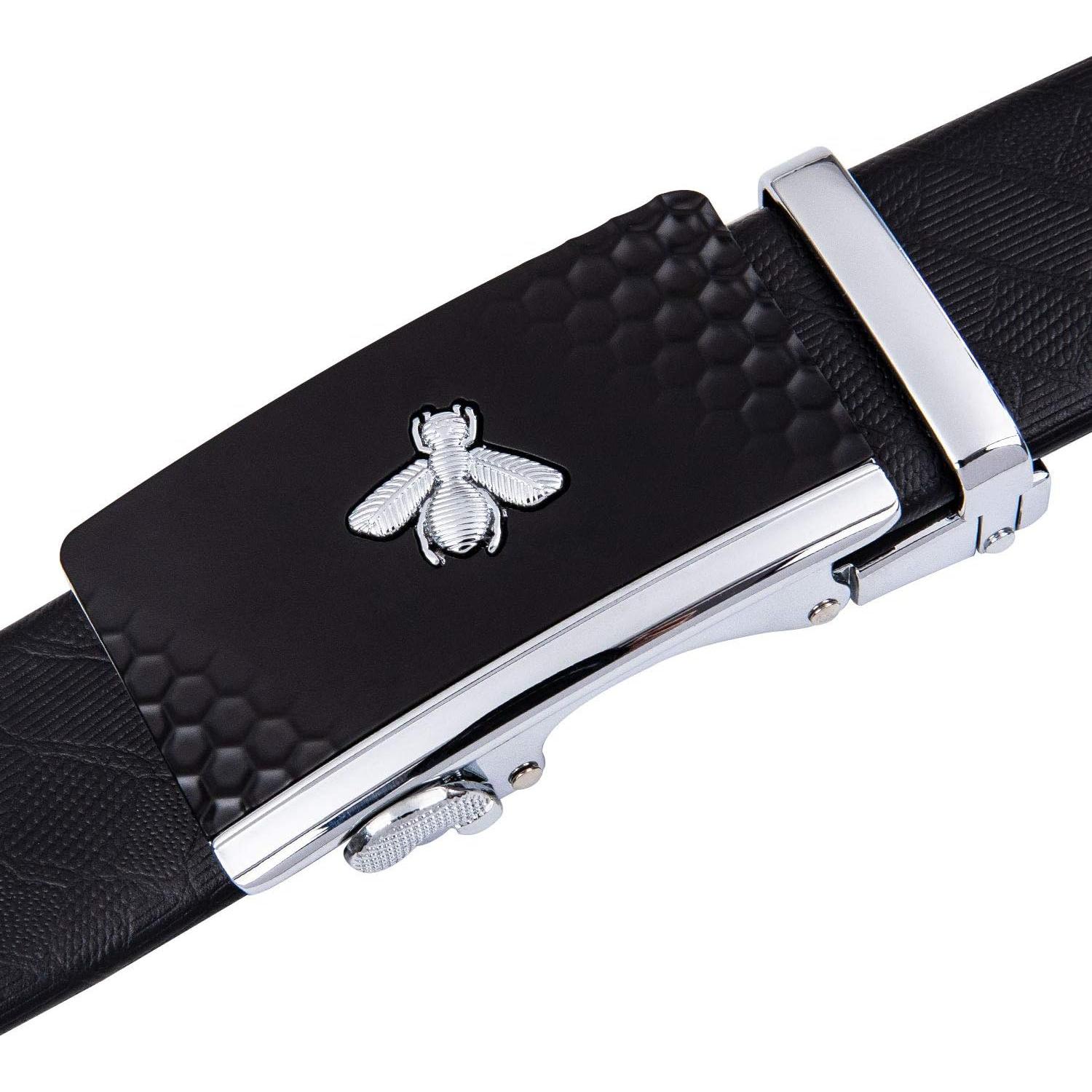 Cinturón de Ratchet Barry.Wang Cuero Genuino 3,49 cm Ajustable