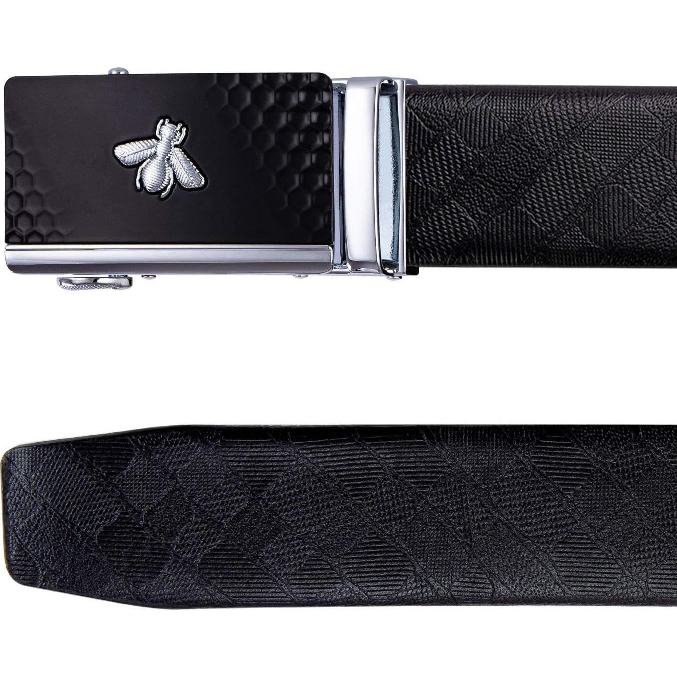 Cinturón de Ratchet Barry.Wang Cuero Genuino 3,49 cm Ajustable