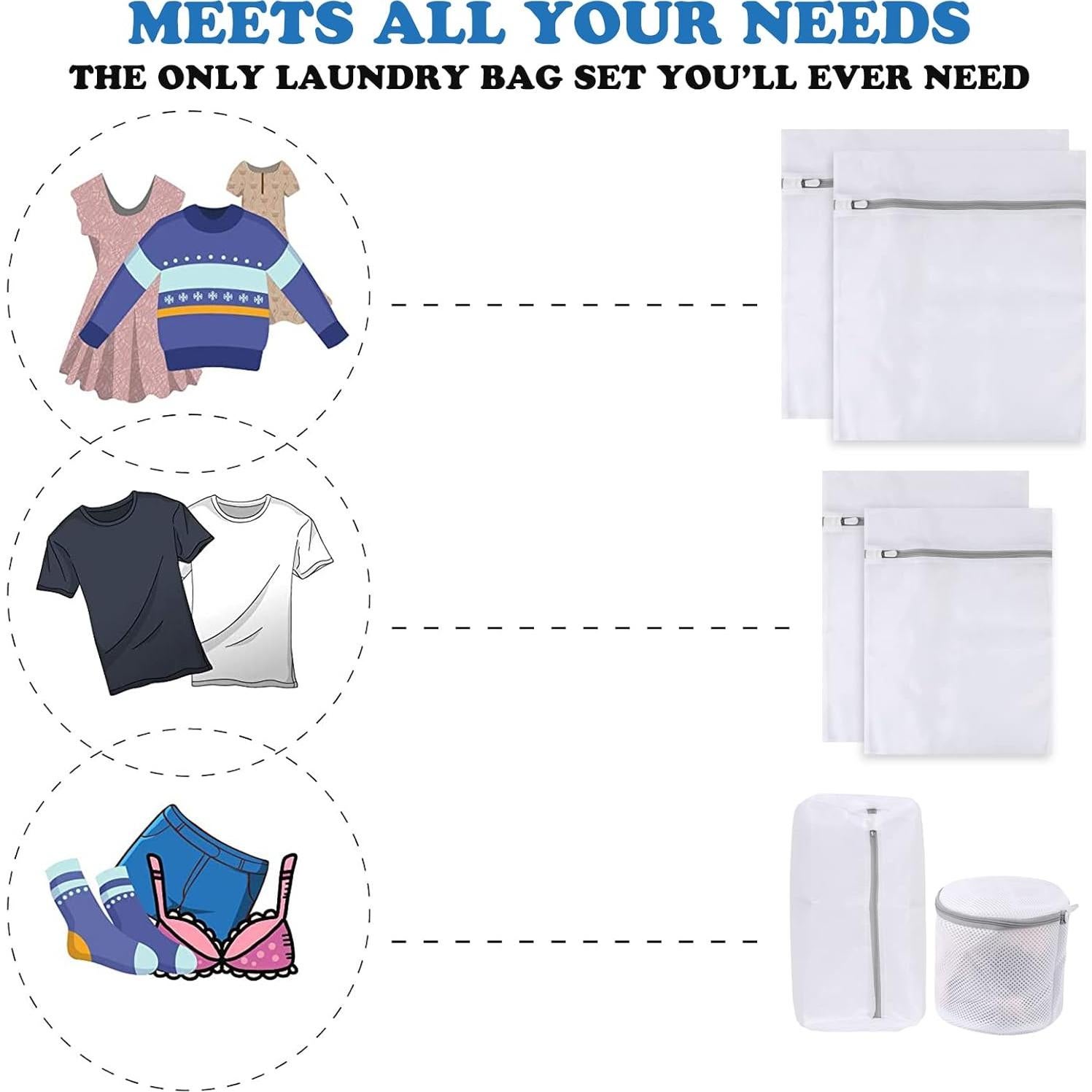 Juego de 6 bolsas de lavandería Teqooza para delicados