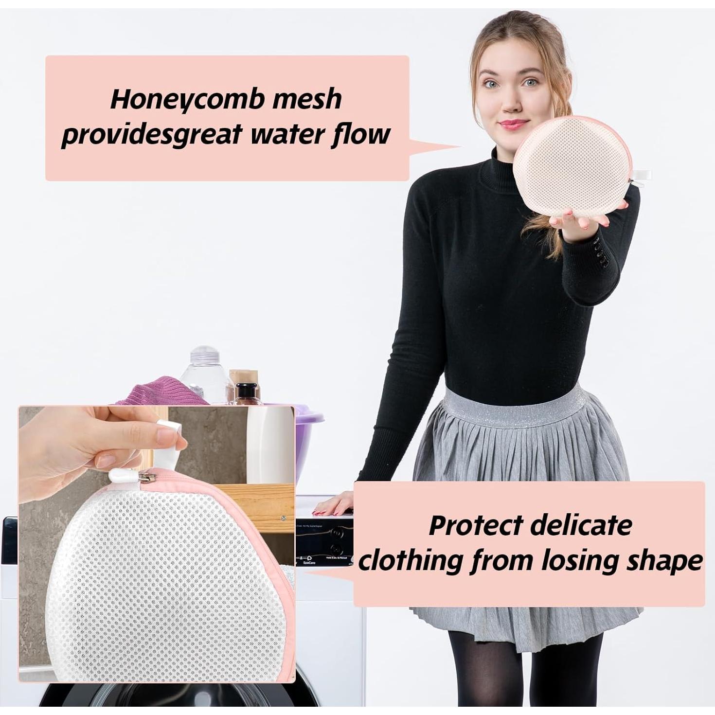 Bolsa de Lavado de Sujetadores Cobee 2 Piezas Malla Rosa