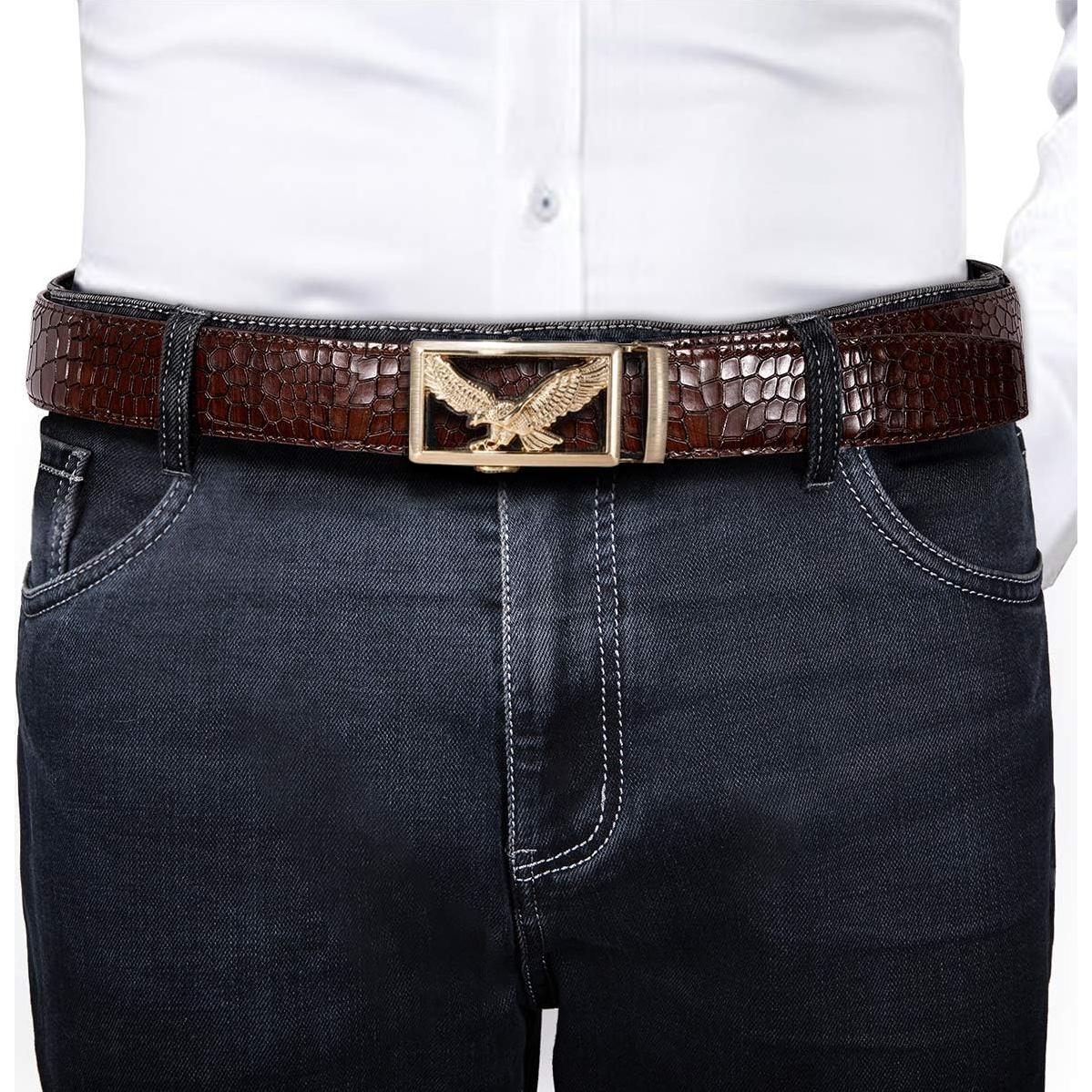 Cinturón Ratchet Barry.Wang Cuero Genuino 2.86cm Ajustable