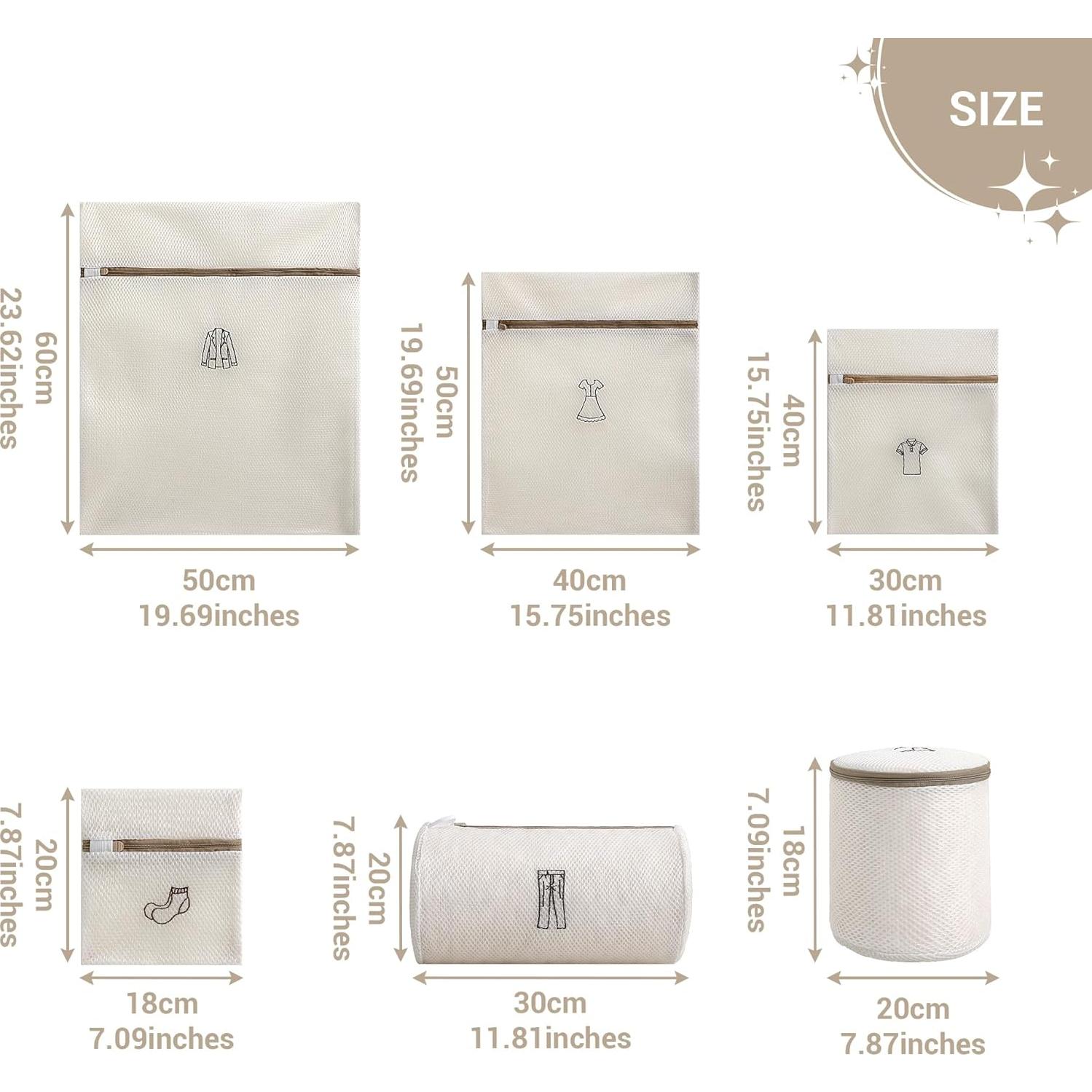 Juego de 6 bolsas de lavandería Esdallina con cremallera