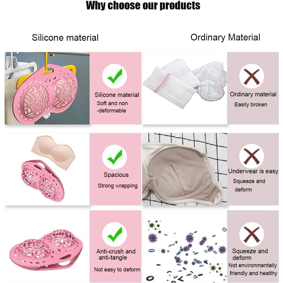 Bolsa de Lavado de Sujetadores de Silicona Cjeuxnr Rosa Grande