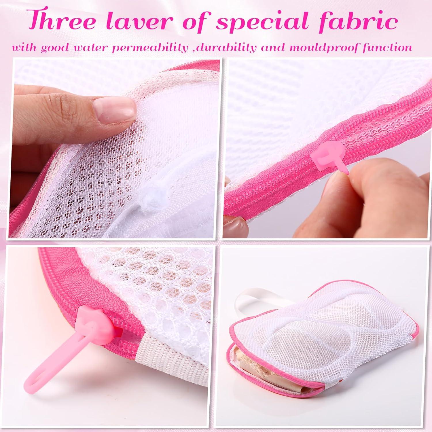 9 Bolsas de Lavado de Sujetadores Ribbonlic Rosa 20x30 cm