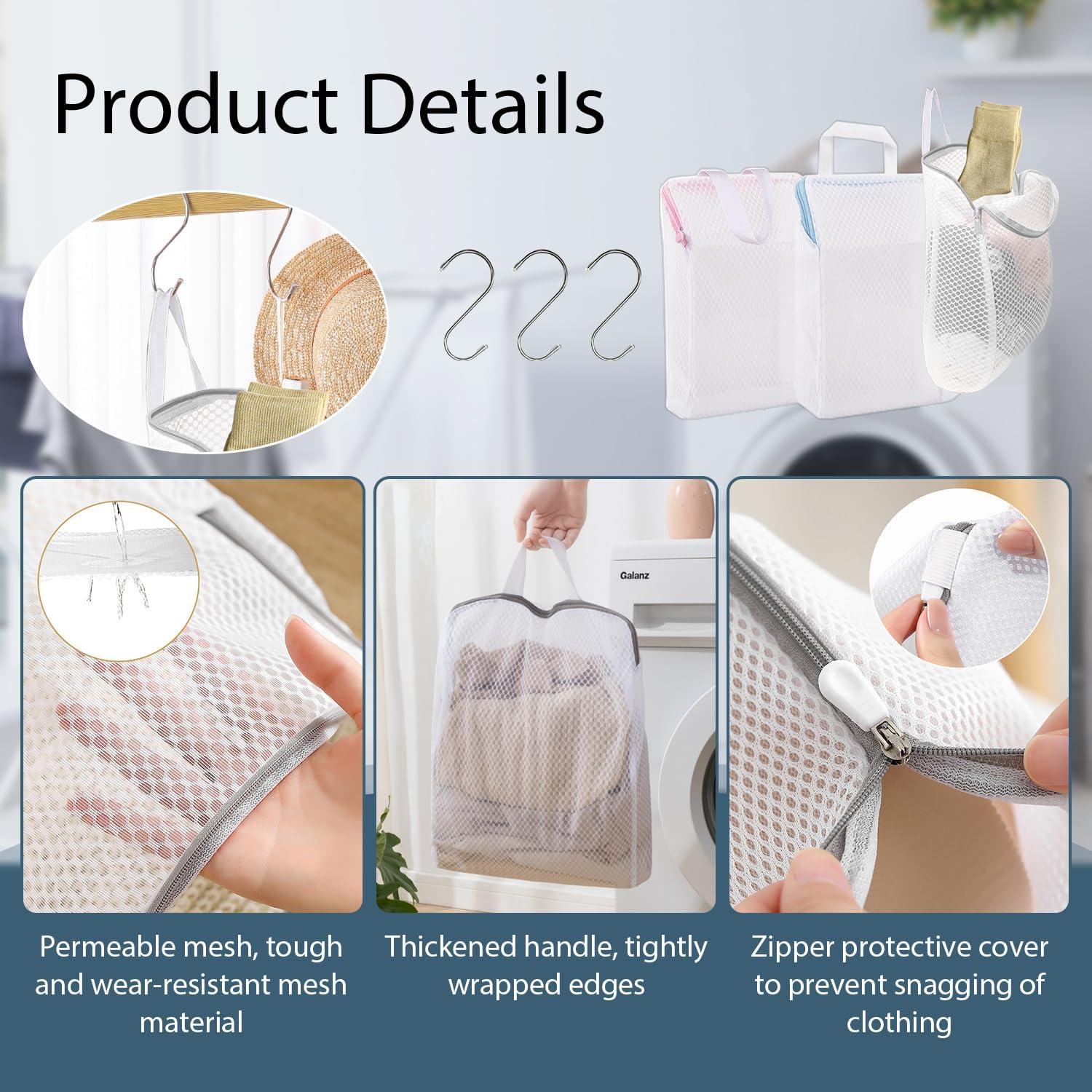 Juego de 3 Bolsas de Lavandería EQUNROY con Ganchos en S