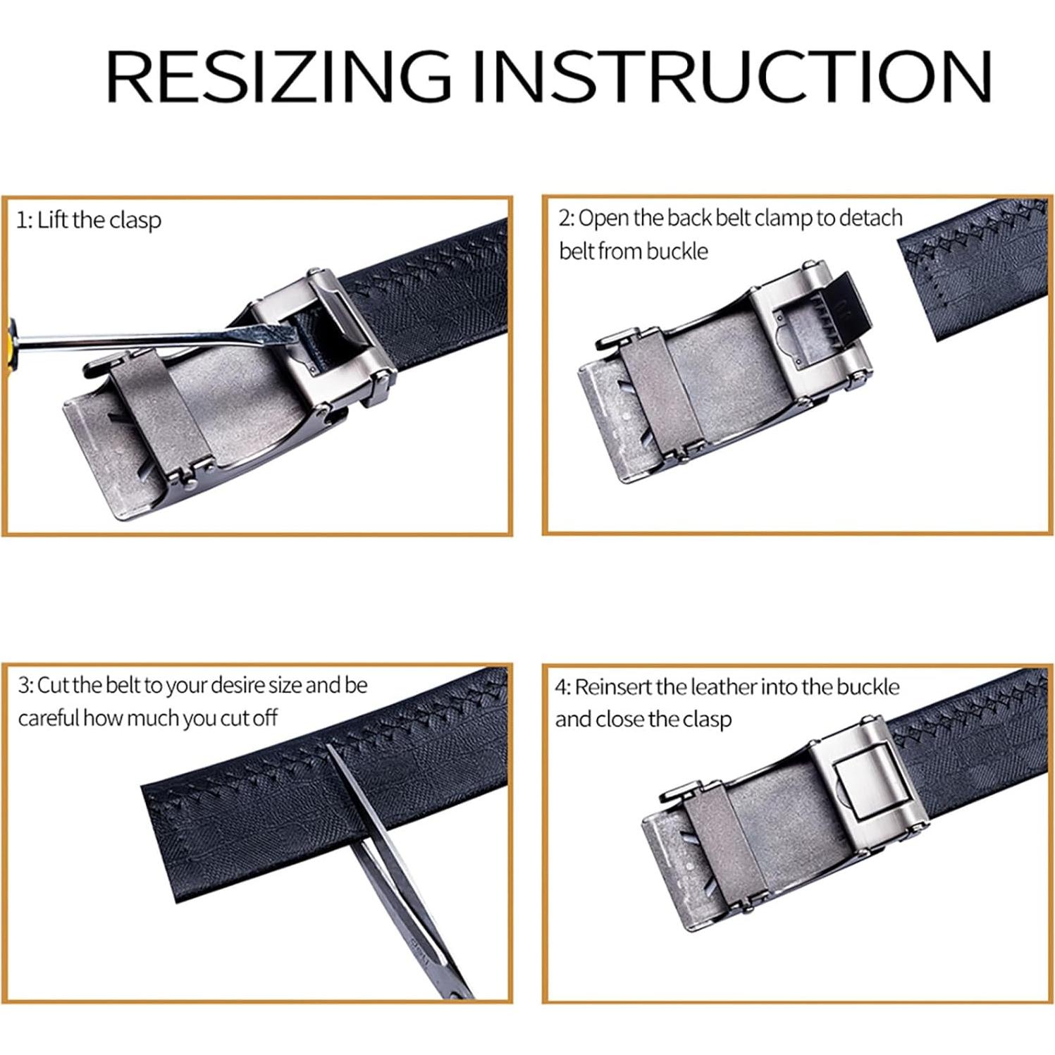 Cinturón Ratchet Barry.Wang Cuero Genuino 2.86cm Ajustable