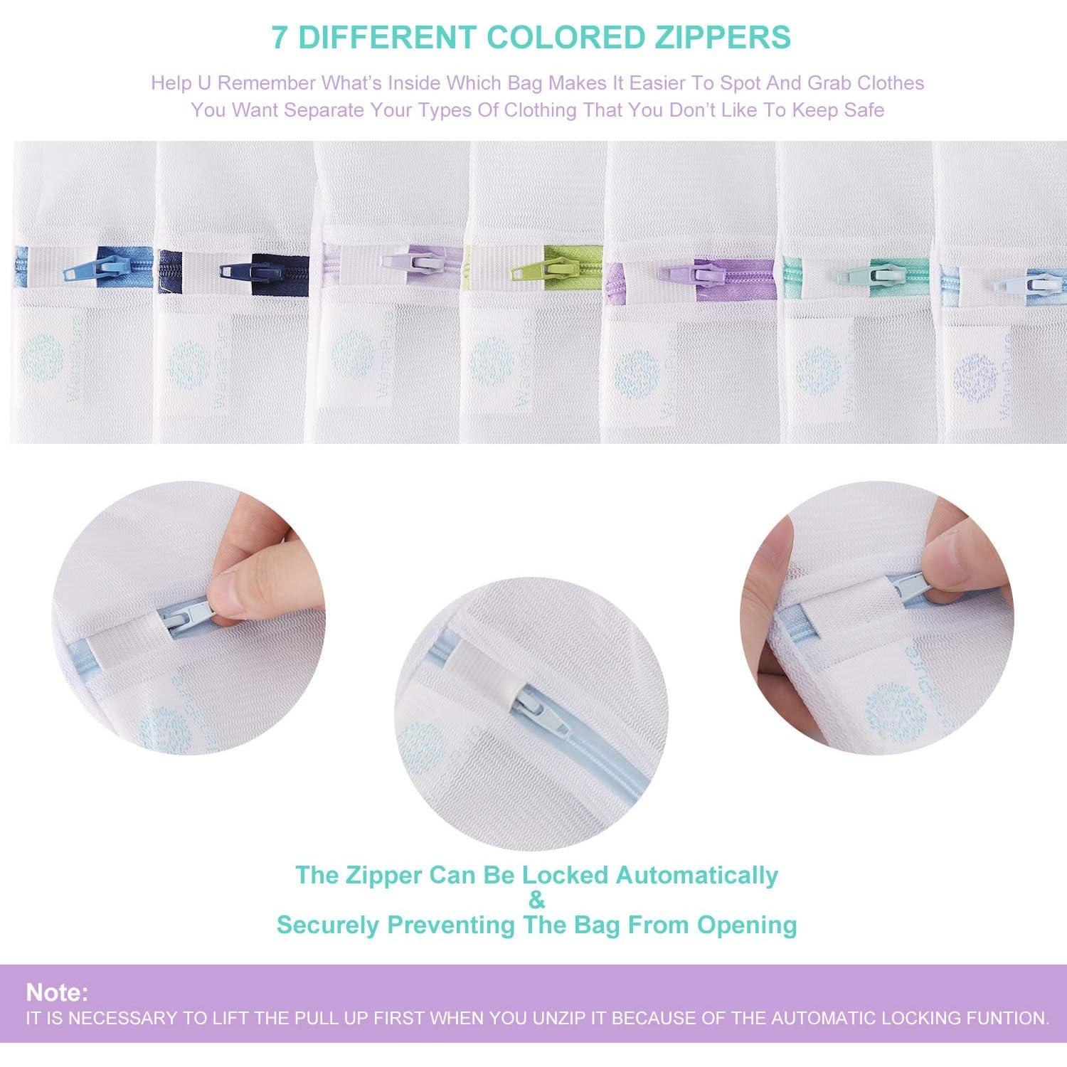 9 Bolsas de Lavandería de Malla Wanapure - 1 Grande, 4 Medianas, 2 Pequeñas, 2 Sujetadores