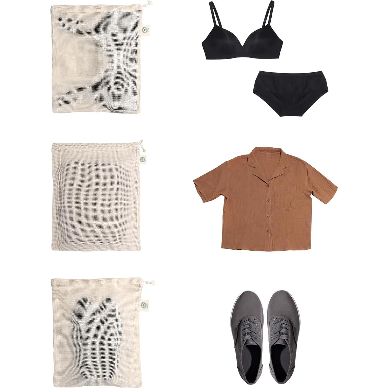 Bolsas de Lavandería de Algodón Orgánico - Paquete de 3 Grandes