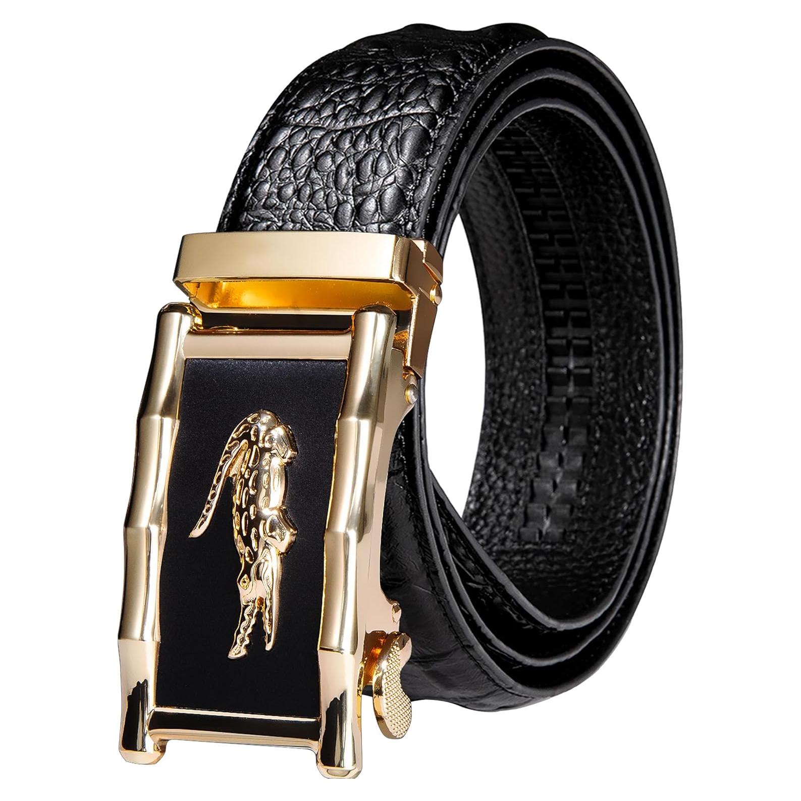 Cinturón de Ratchet Barry.Wang Cuero Genuino 3,49 cm Hebilla Automática