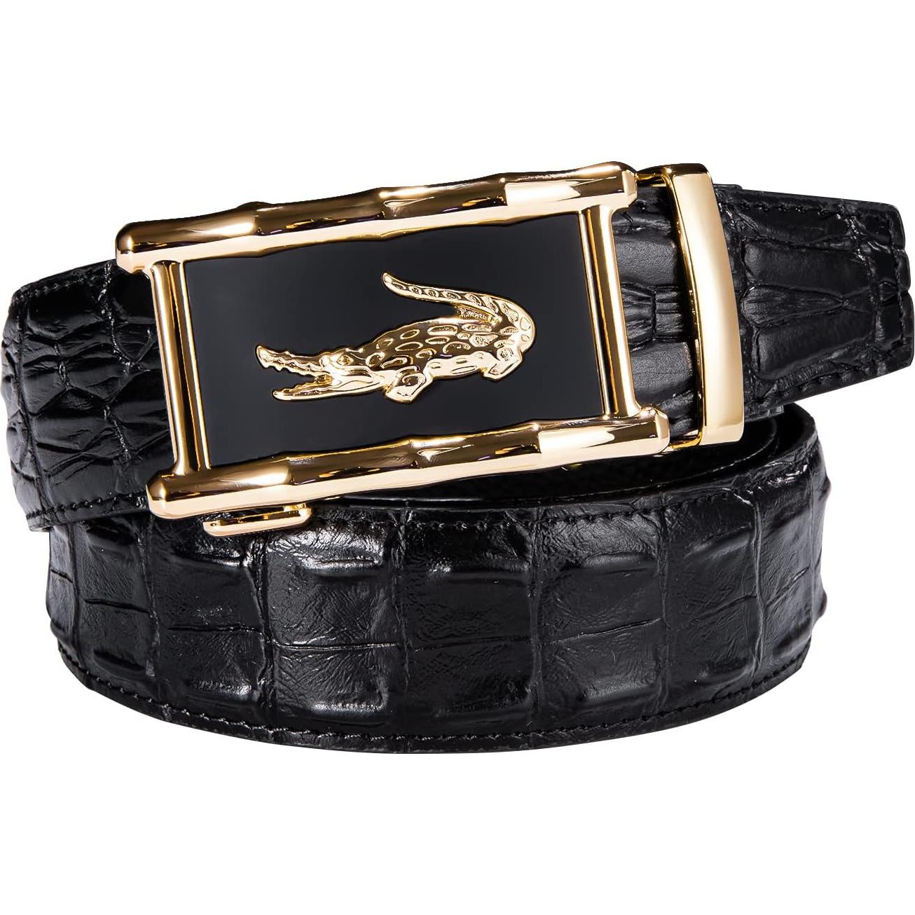 Cinturón de Ratchet Barry.Wang Cuero Genuino 3,49 cm Hebilla Automática