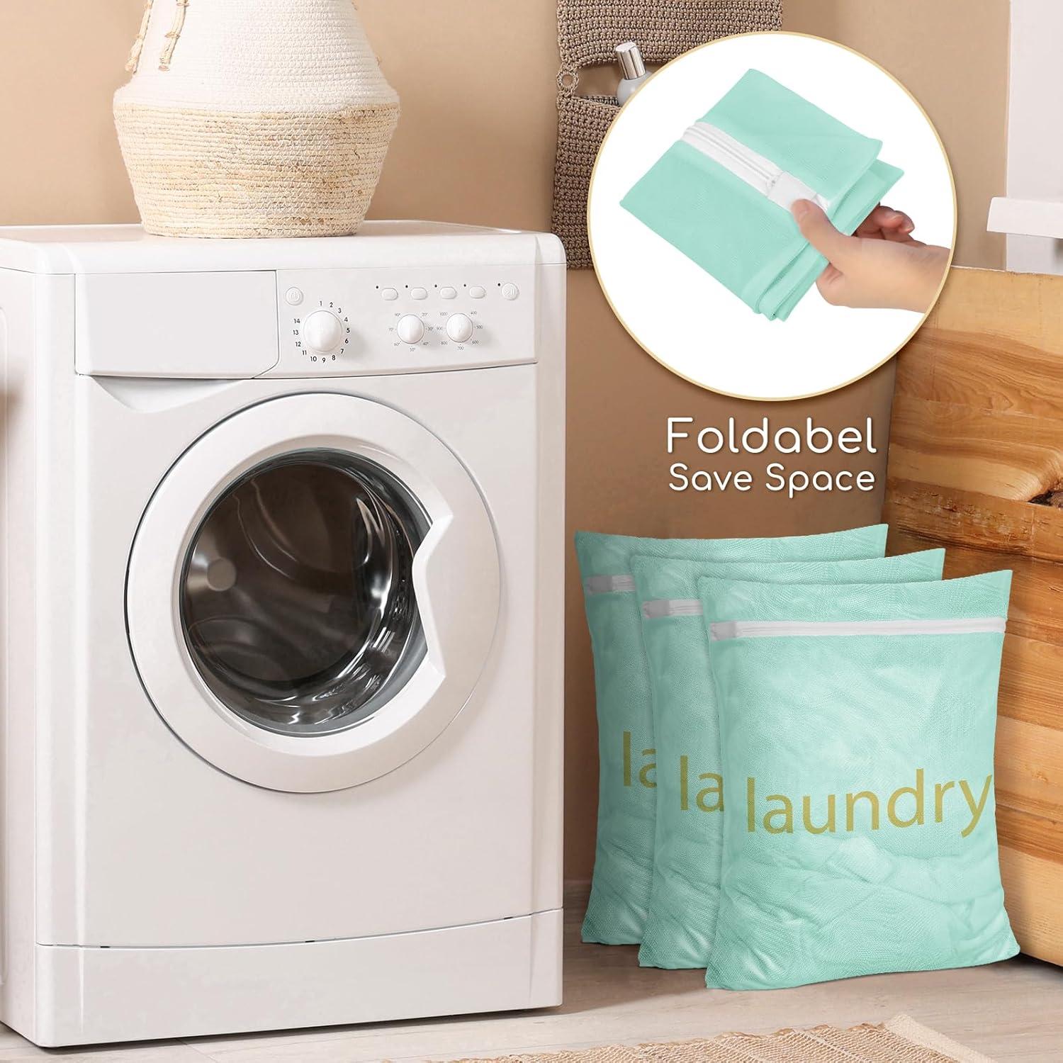 Bolsa de Lavandería de Malla Sylfairy - 2 Piezas Mediana Verde Claro