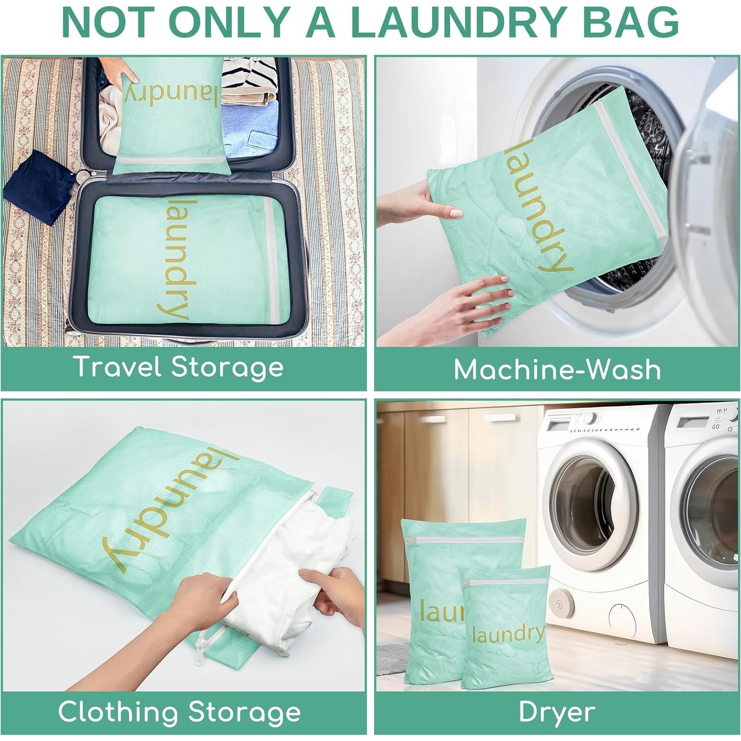 Bolsa de Lavandería de Malla Sylfairy - 2 Piezas Mediana Verde Claro
