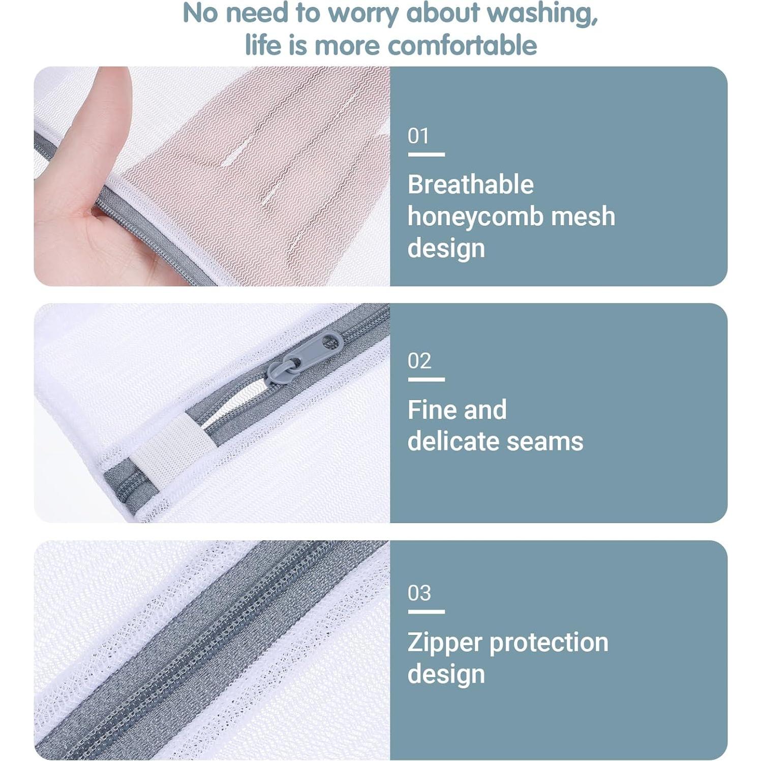 4 Bolsas de Malla para Lavandería Tyqour - Ropa Delicada 30x20cm