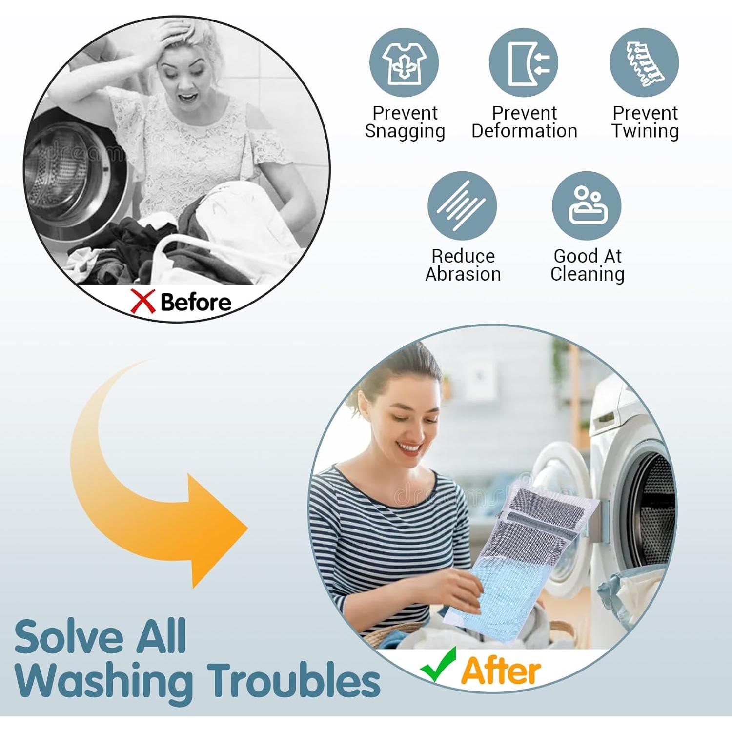 4 Bolsas de Malla para Lavandería Tyqour - Ropa Delicada 30x20cm