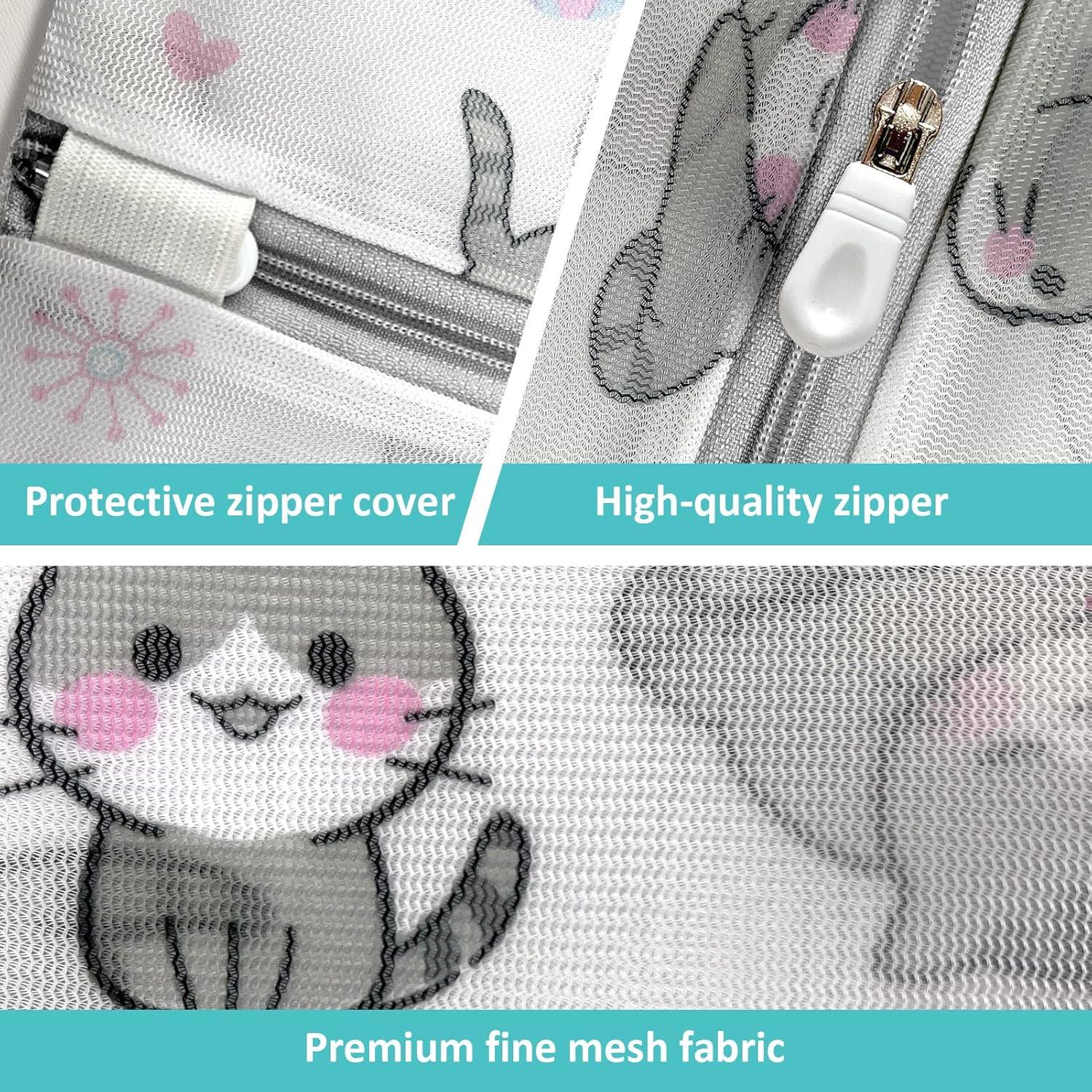 Juego de 5 Bolsas de Lavandería de Malla Xducom con Gato