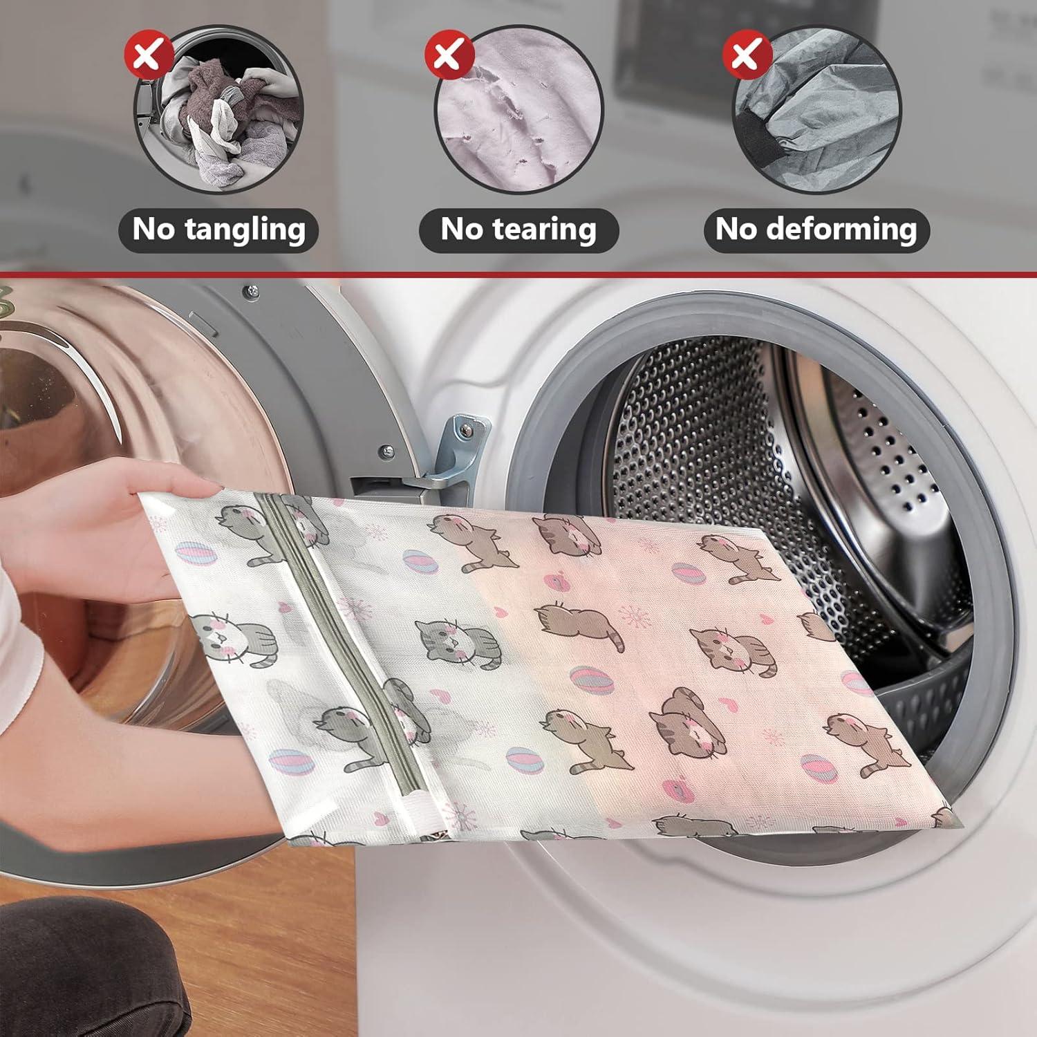 Juego de 5 Bolsas de Lavandería de Malla Xducom con Gato