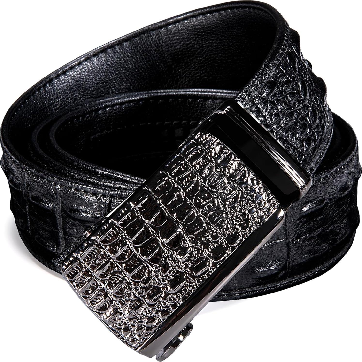 Cinturón de Ratchet Barry.Wang Cuero Genuino Negro 2.86cm