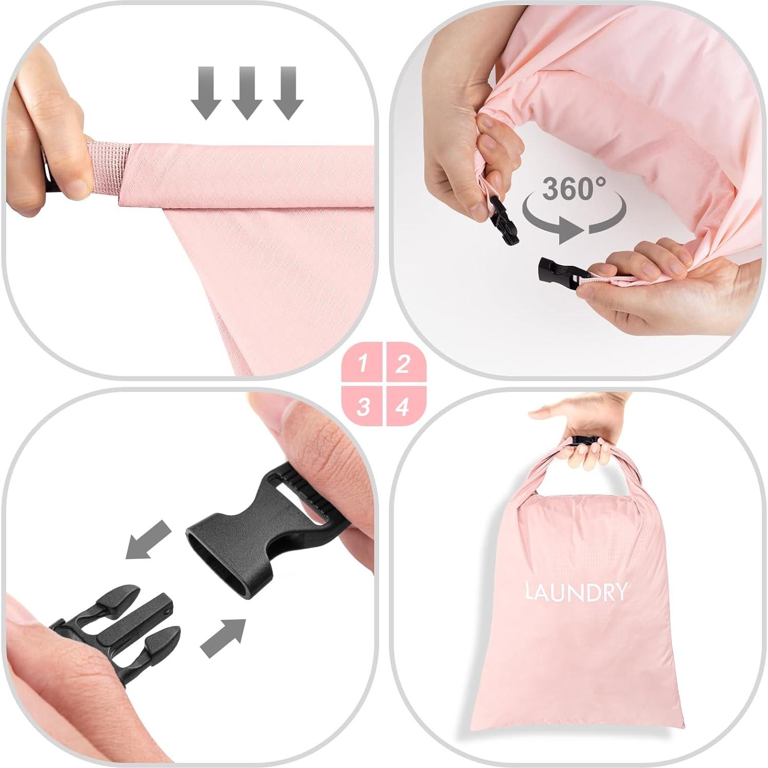 Bolsa de Lavandería de Viaje CANBOX 2 Piezas Nylon Rosa