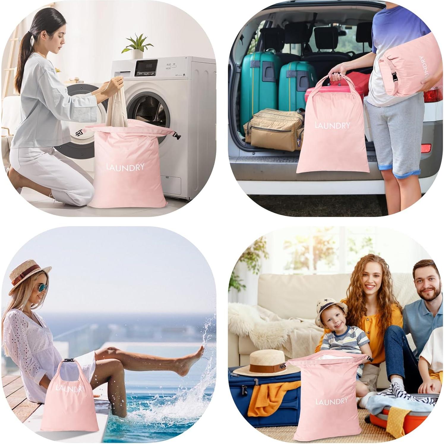 Bolsa de Lavandería de Viaje CANBOX 2 Piezas Nylon Rosa