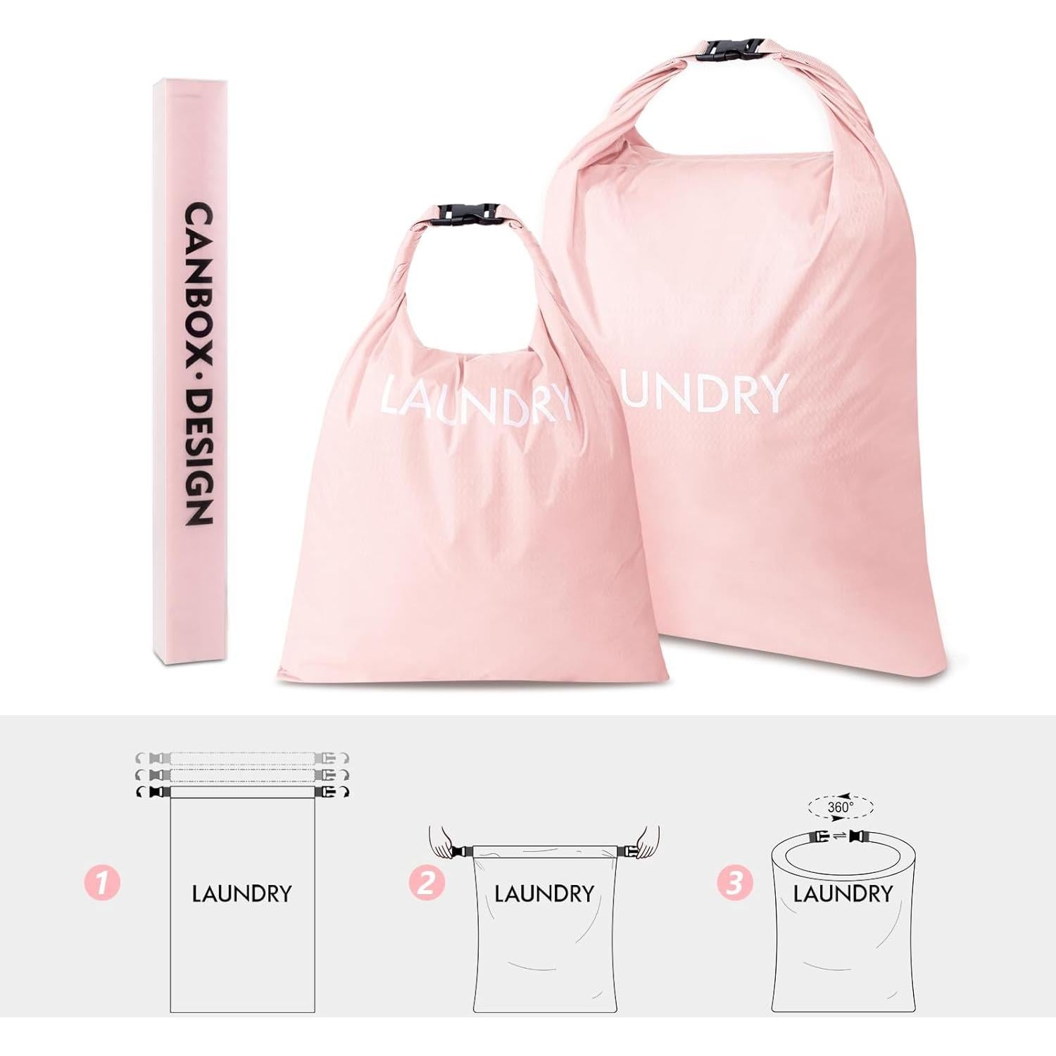 Bolsa de Lavandería de Viaje CANBOX 2 Piezas Nylon Rosa