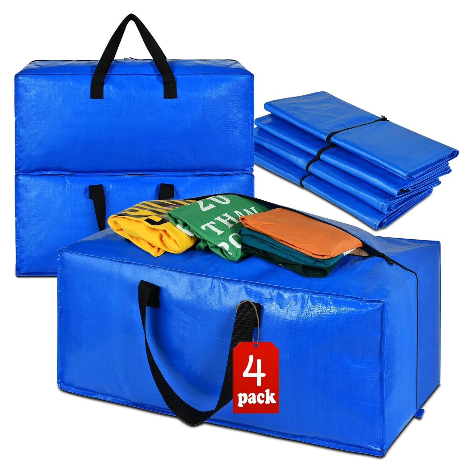 Paquete de 4 Bolsas de Mudanza Acnusik Extra Grandes 92.8L