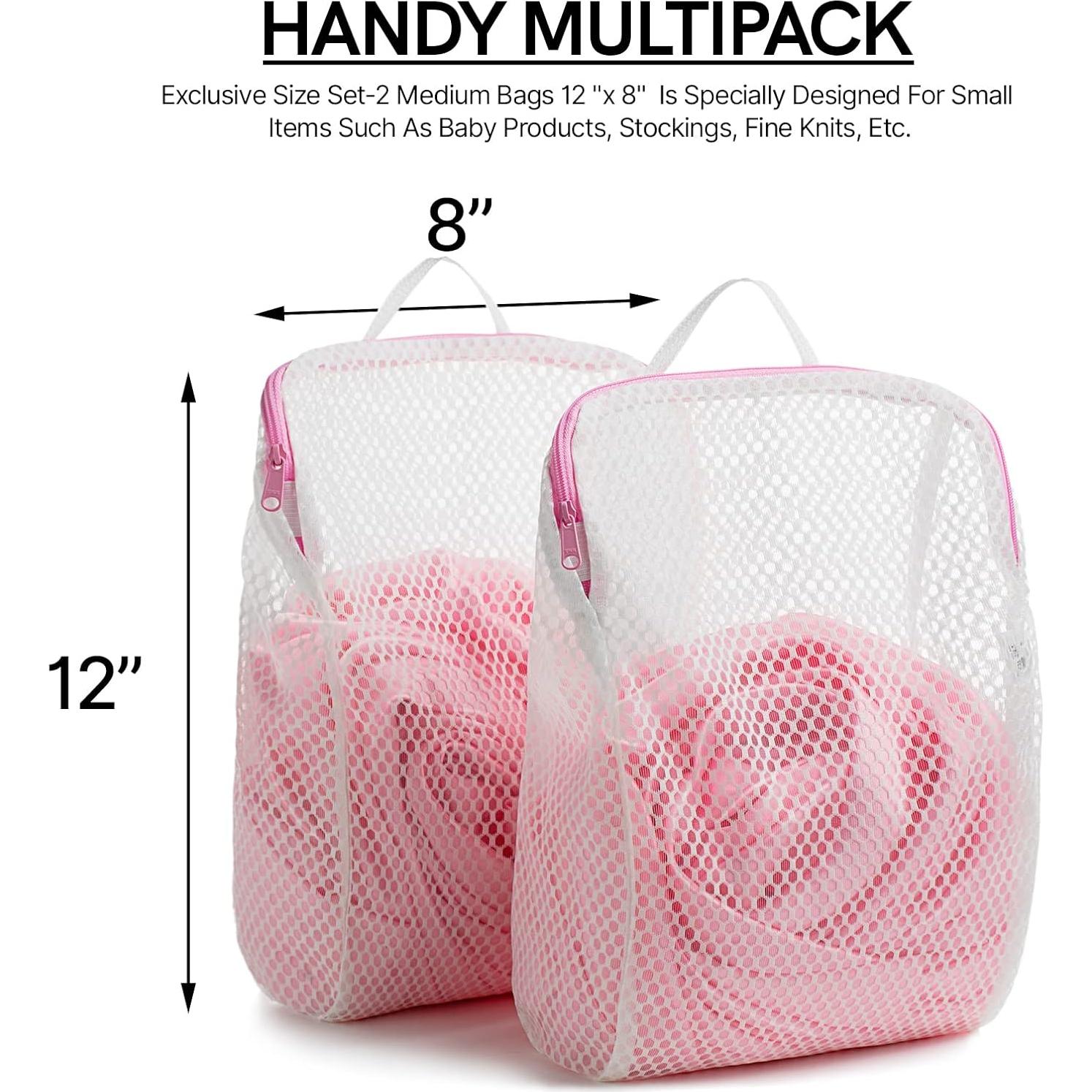 COMLIFE Juego de 2 Bolsas de Lavandería de Malla Rosa 30.5x20.3cm