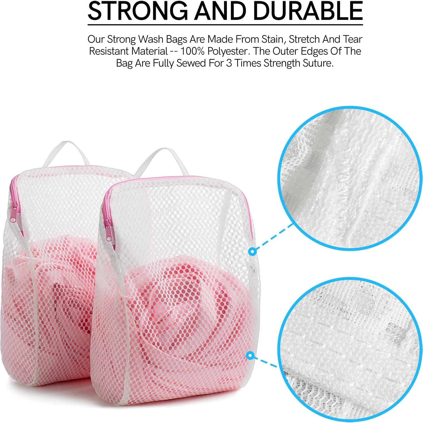 COMLIFE Juego de 2 Bolsas de Lavandería de Malla Rosa 30.5x20.3cm