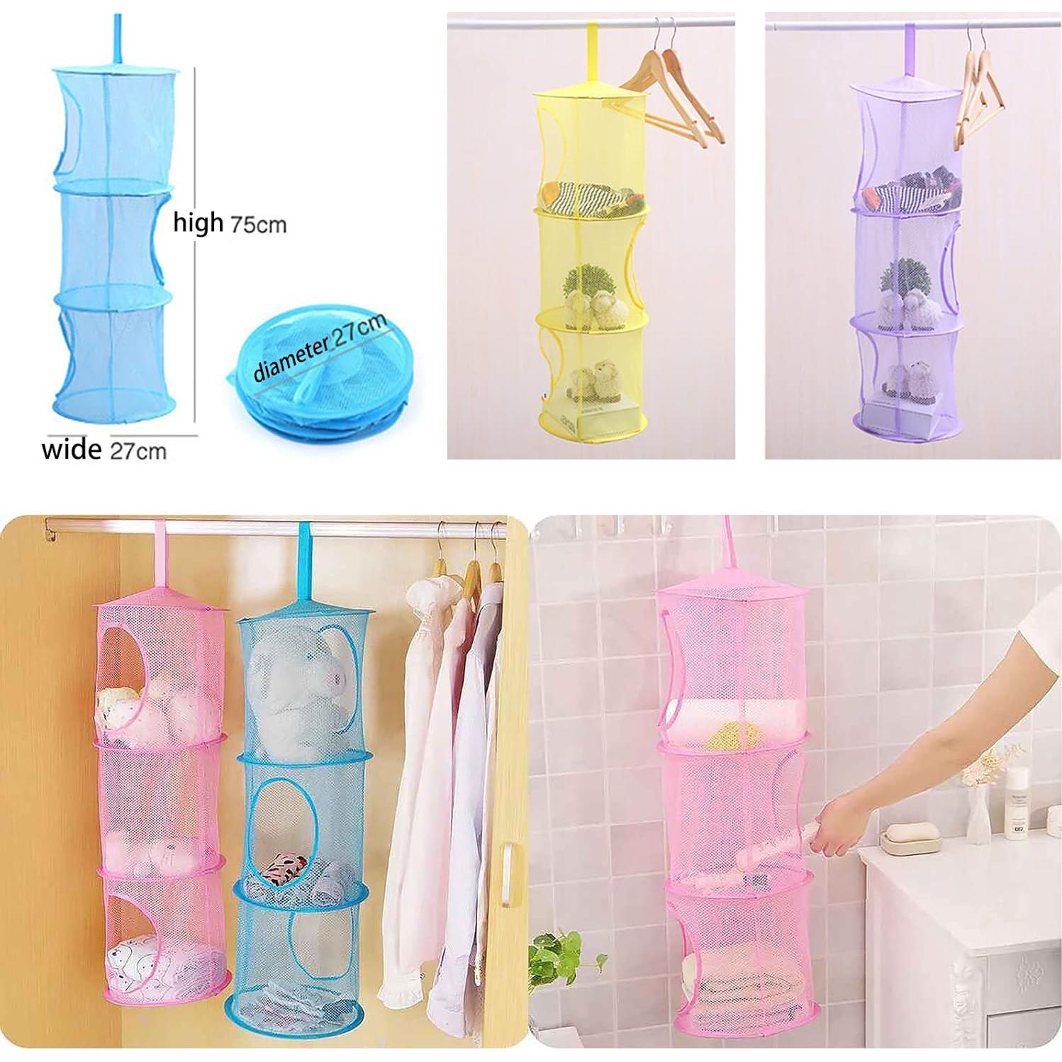 Cesta de Almacenamiento Colgante Gouccpu 3 Compartimentos Azul