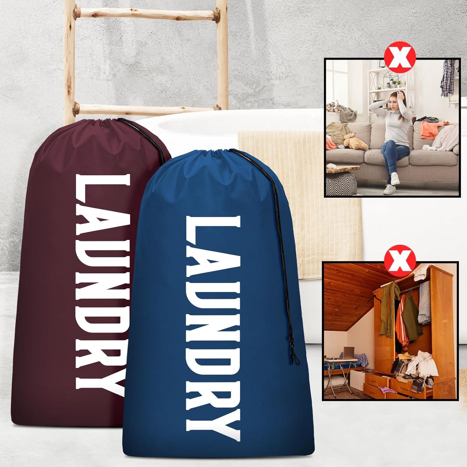 Bolsa de Lavandería Fiodrimy XL Plegable 24x36 Vino y Marino