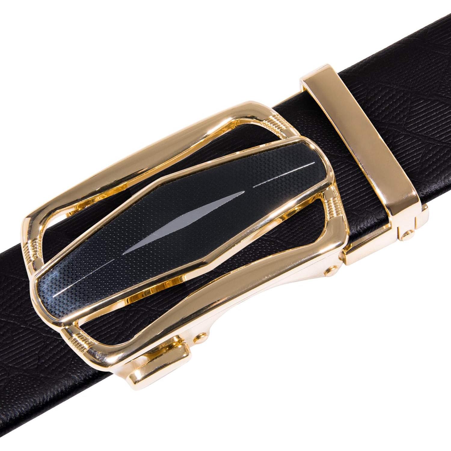 Cinturón de Ratchet Barry.Wang Cuero Genuino 3,49 cm Hebilla Automática