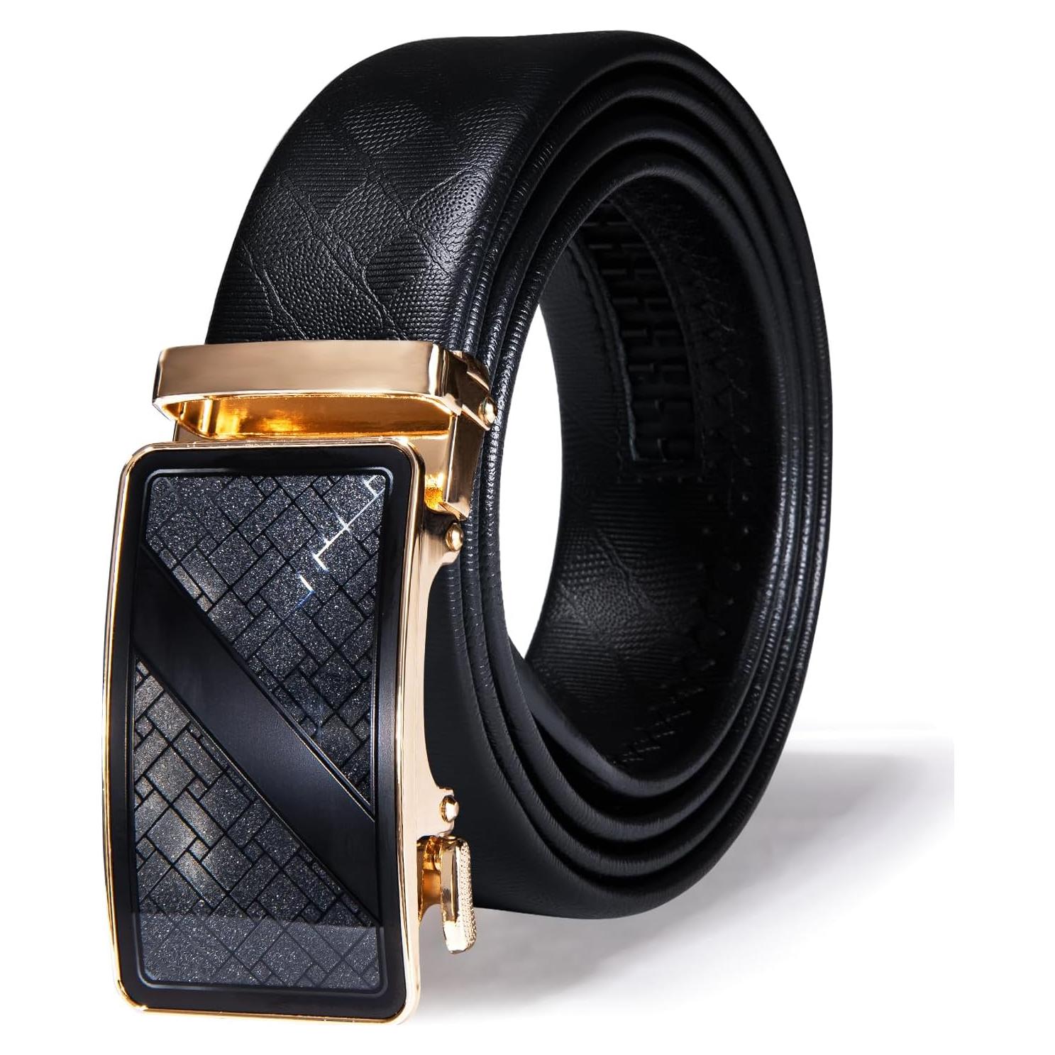 Cinturón de Ratchet Barry.Wang para Hombres Cuero Negro