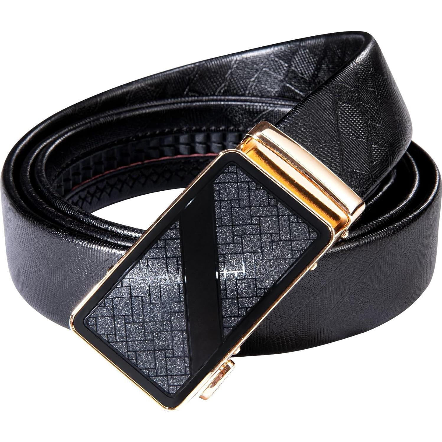 Cinturón de Ratchet Barry.Wang para Hombres Cuero Negro