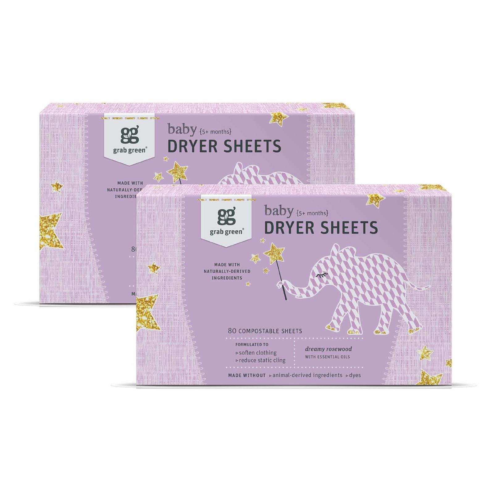 Hojas para Secadora Grab Green Baby 160 Hojas Aroma Rosa