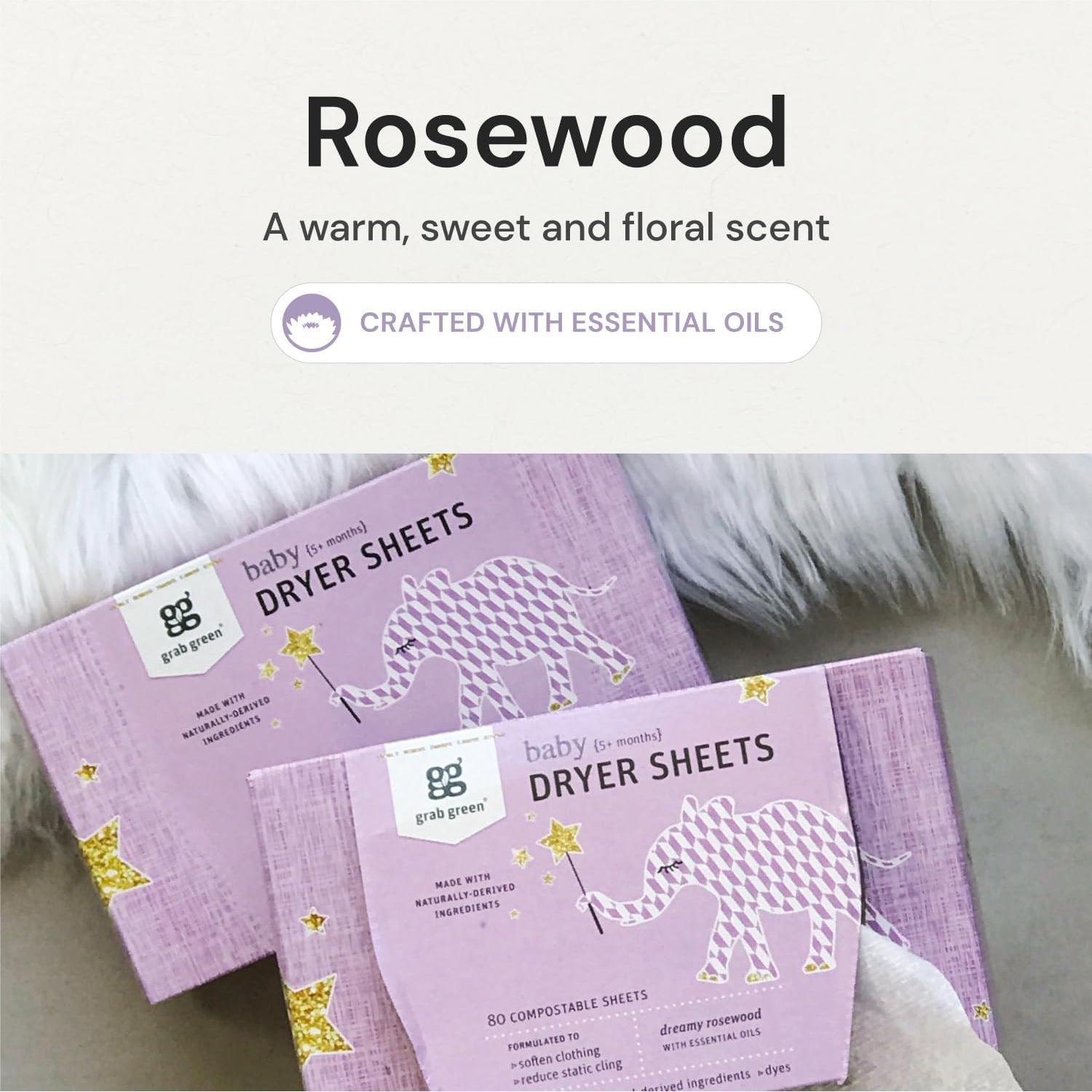 Hojas para Secadora Grab Green Baby 160 Hojas Aroma Rosa