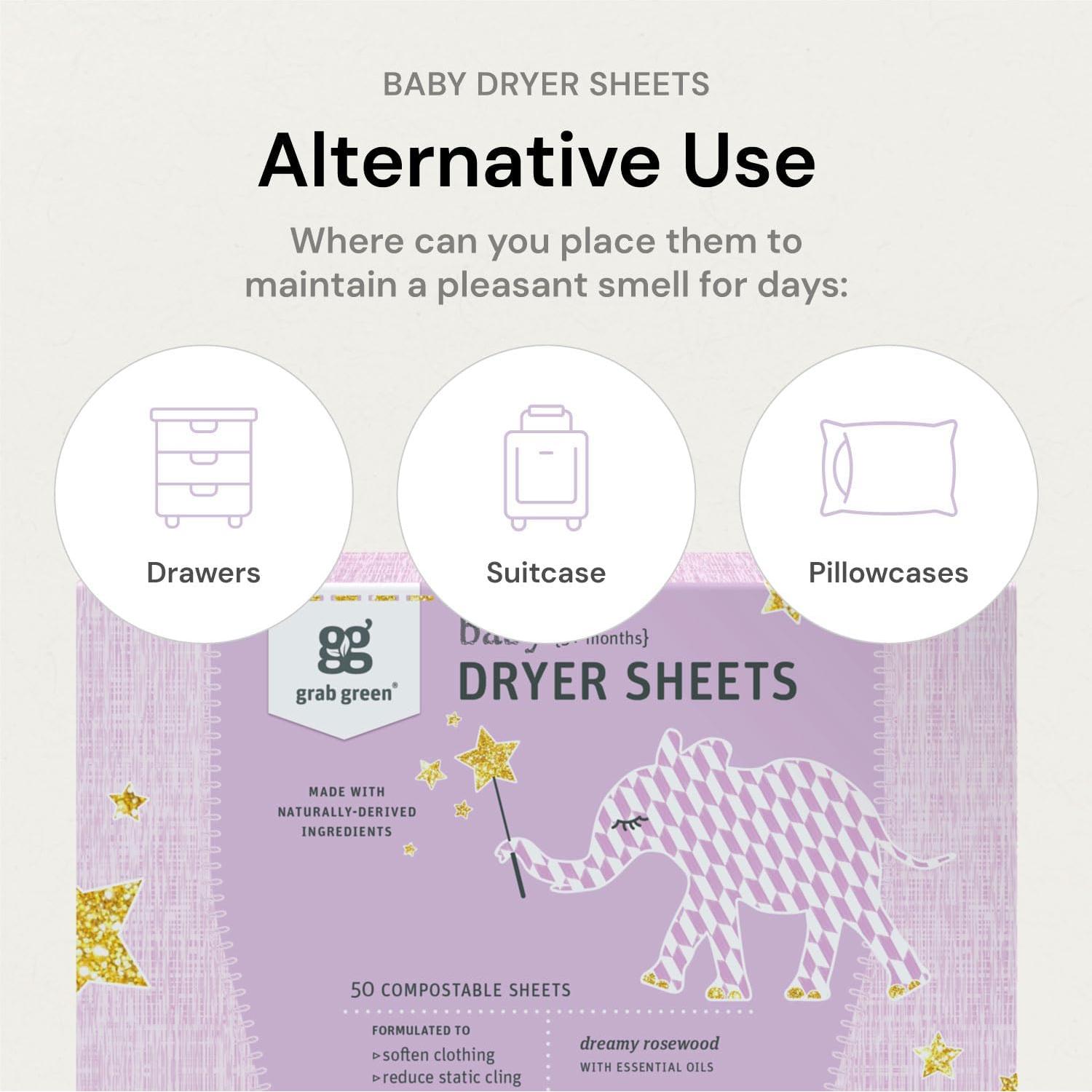 Hojas para Secadora Grab Green Baby 160 Hojas Aroma Rosa