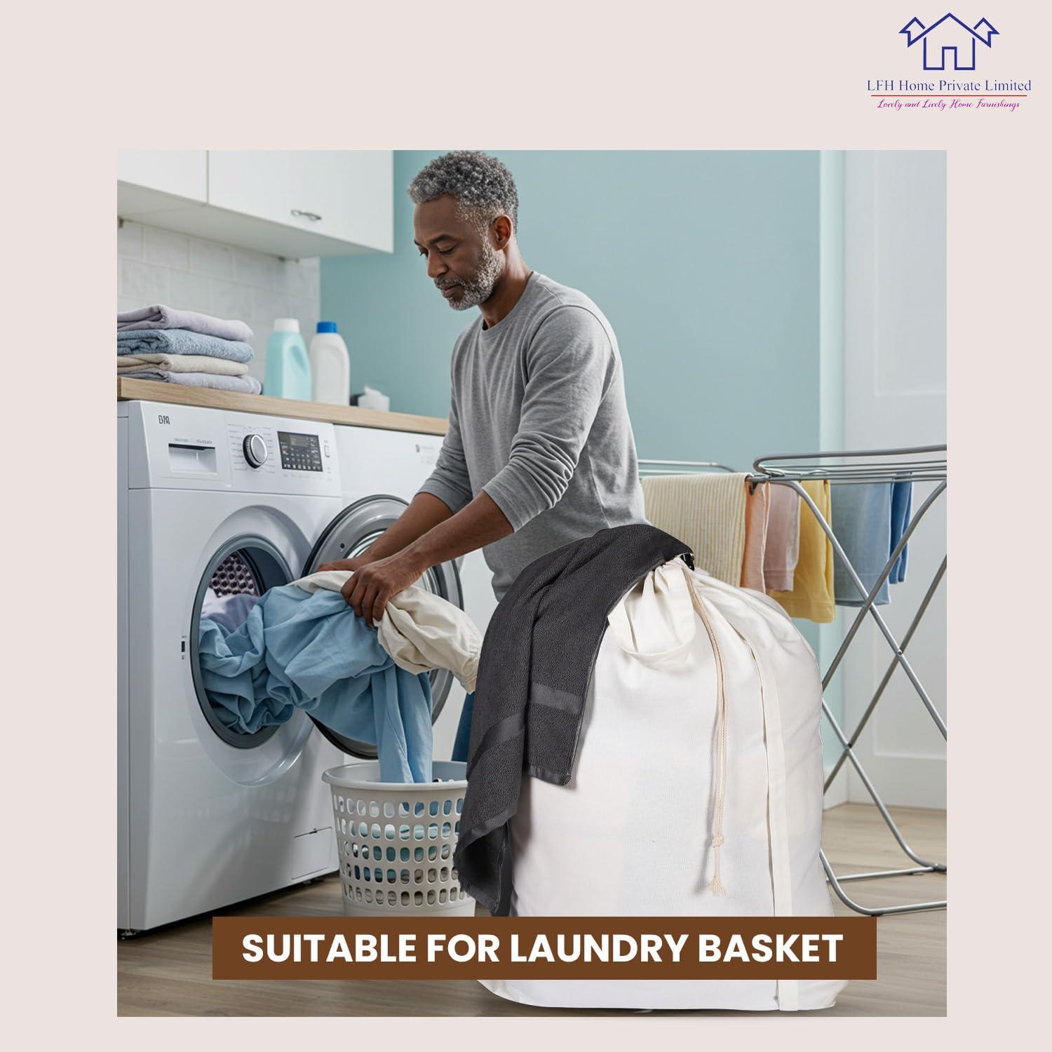 Bolsa de lavandería LFH Home 71x102 cm blanca con cordón