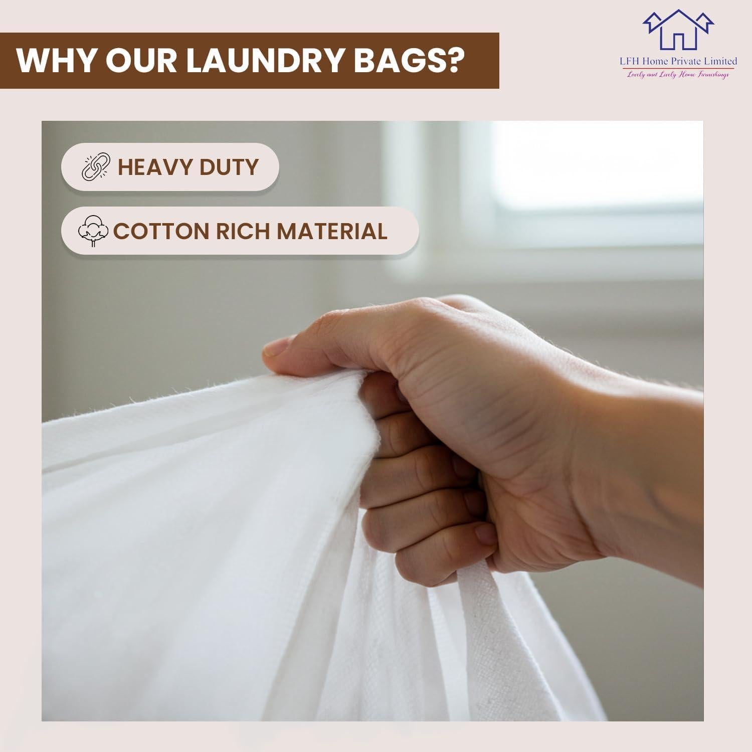 Bolsa de lavandería LFH Home 71x102 cm blanca con cordón