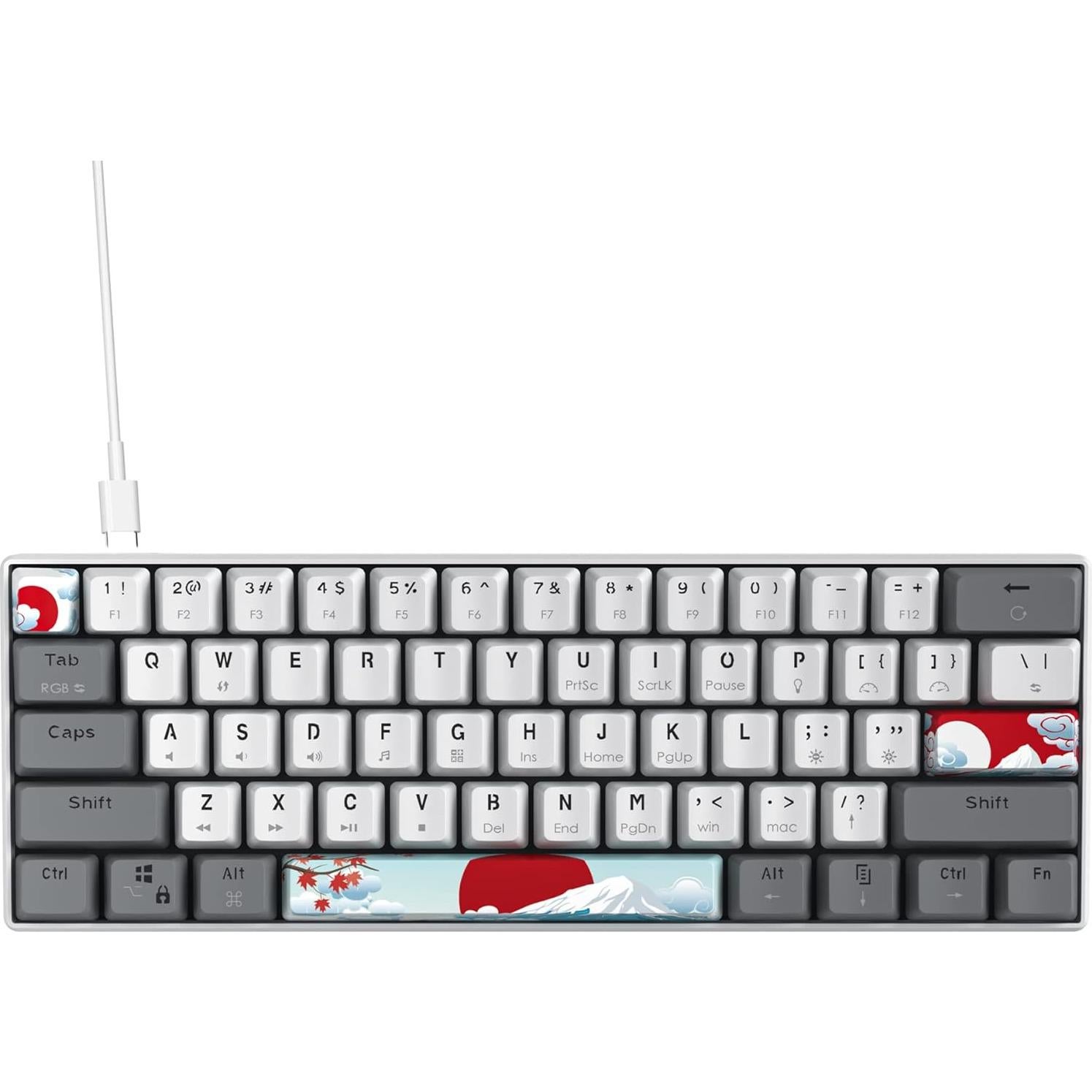 Teclado Mecánico RGB Owpkeenthy 60% Blanco Interruptor Rojo