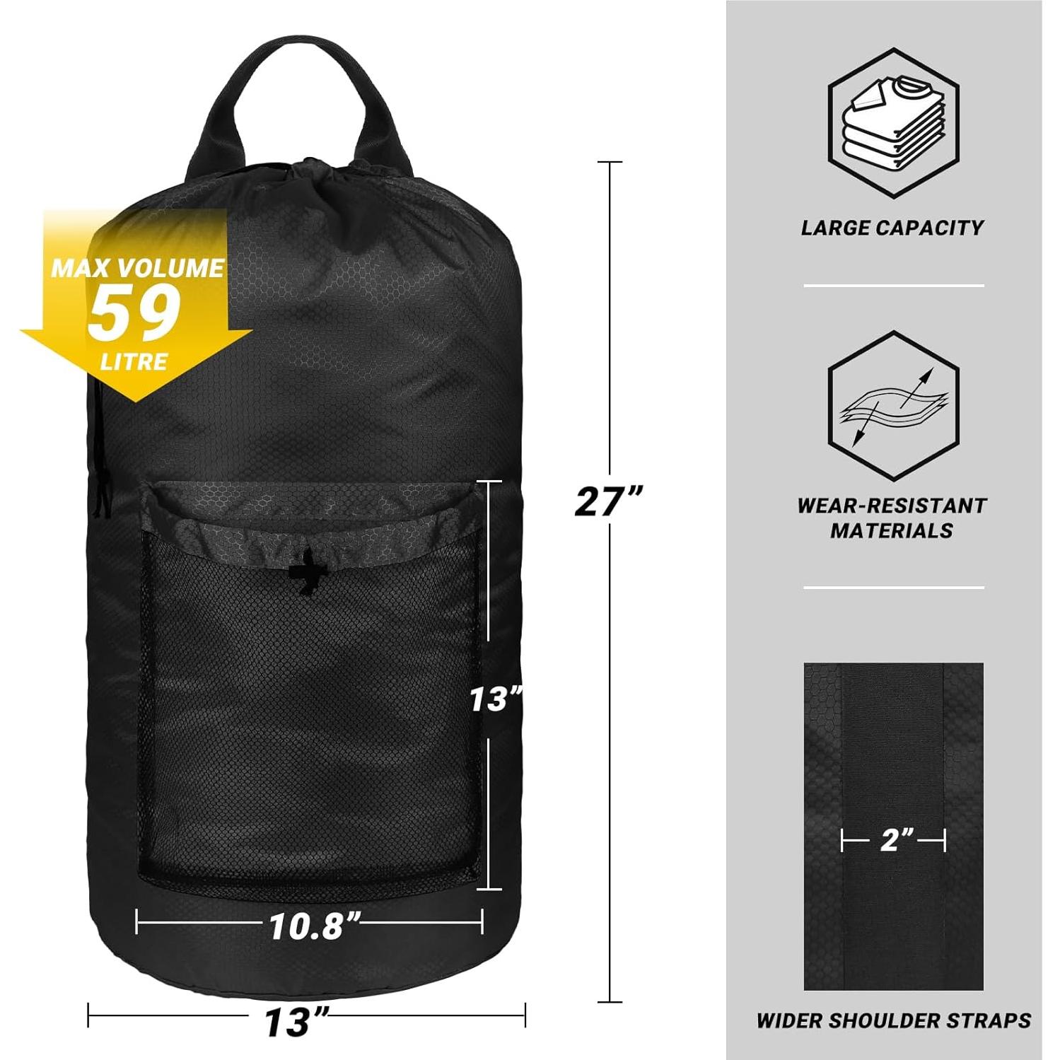 Mochila de Lavandería CATOTEL Grande Plegable 33x68.6cm Negra