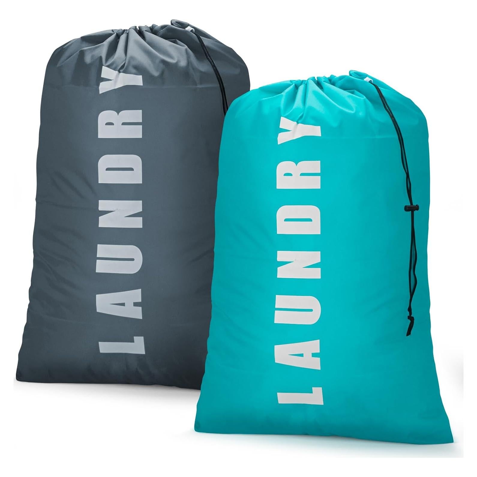 Bolsa de lavandería Isink 61x91 cm Cian y Gris 2 Pack