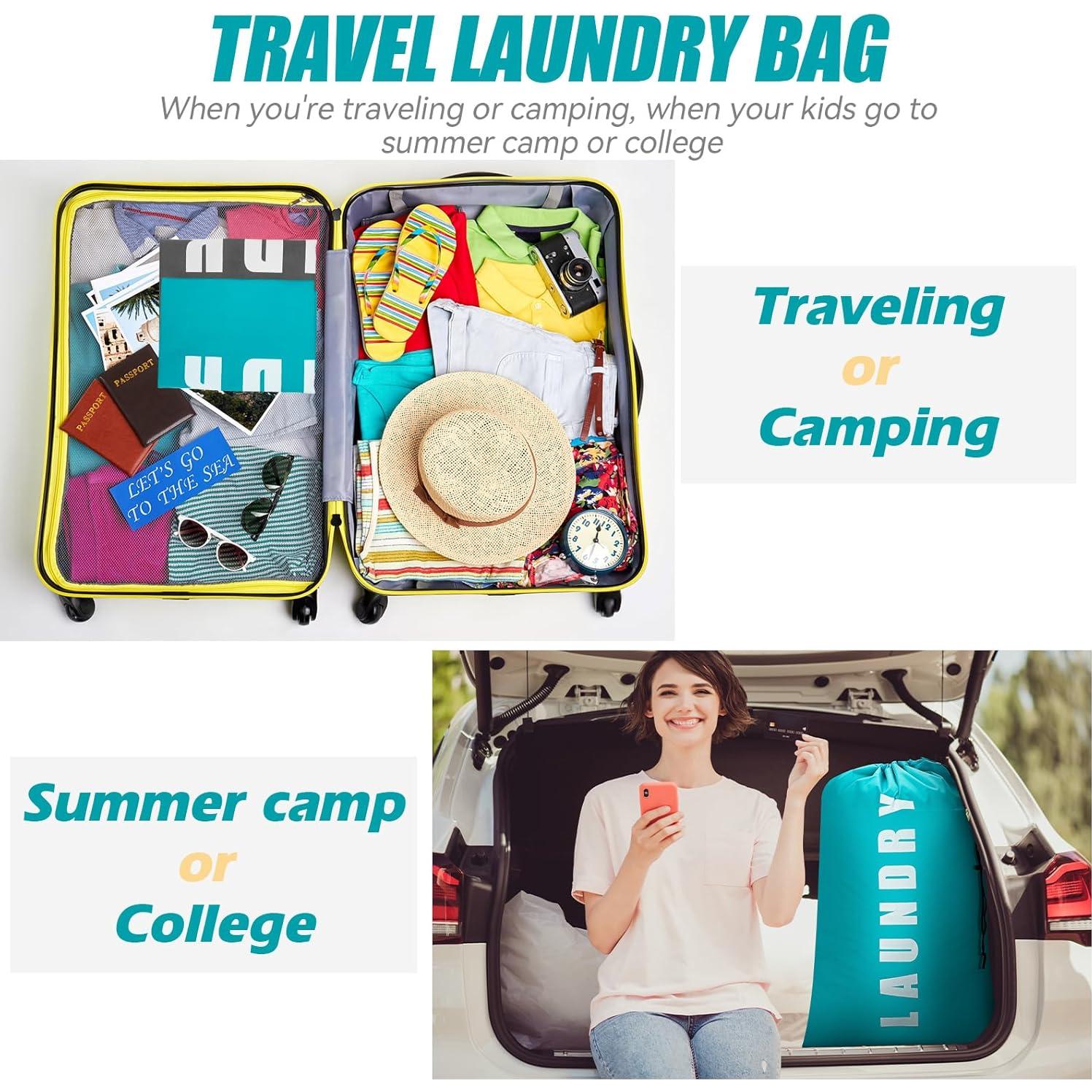 Bolsa de lavandería Isink 61x91 cm Cian y Gris 2 Pack