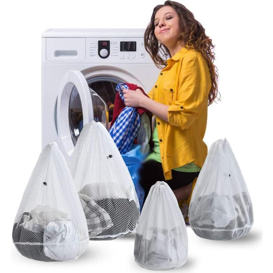 Bolsas de Lavandería ARZASGO, Paquete de 4, Duraderas, Blancas