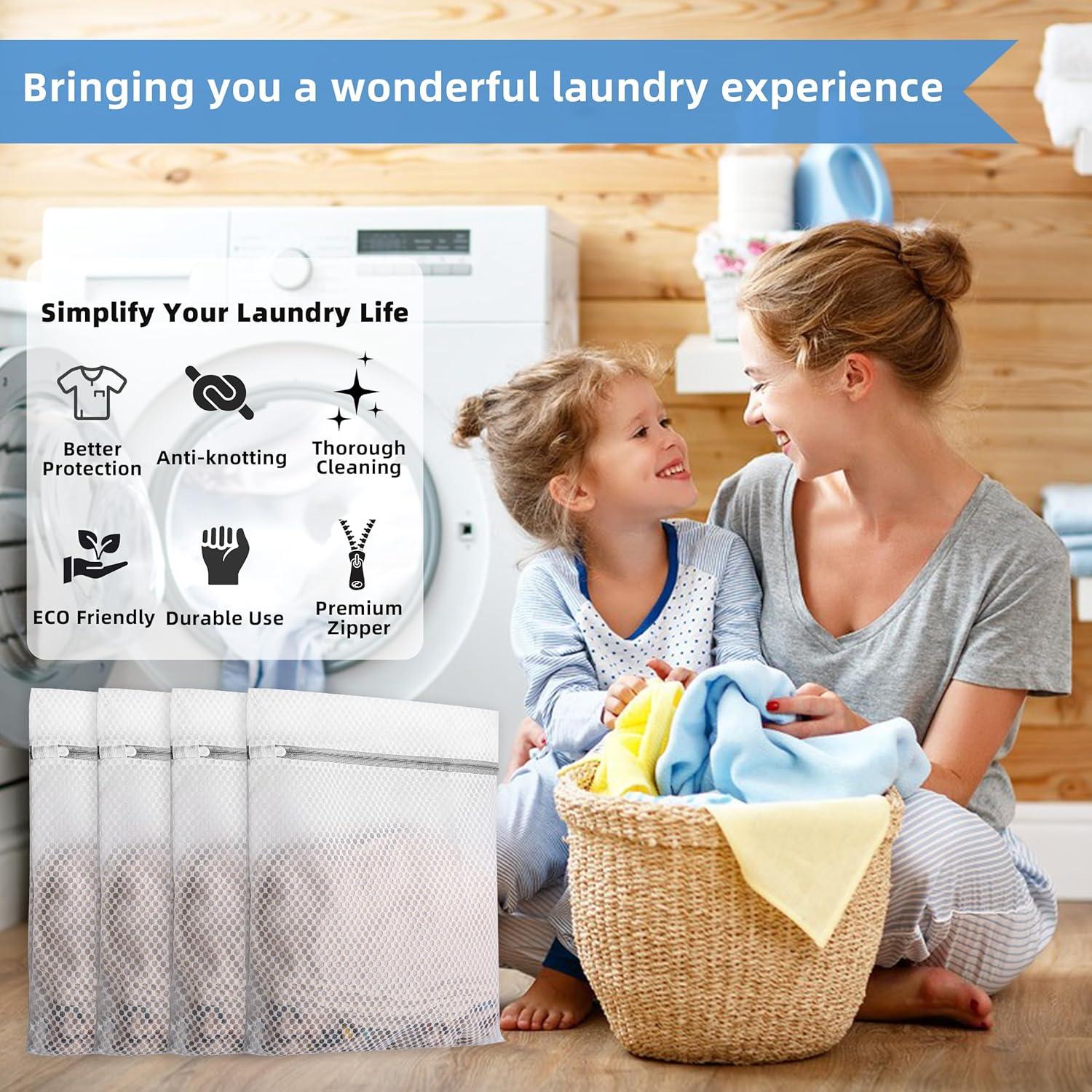 Bolsas de Lavandería DAIKOYE 4 Pcs Malla 30x40 cm para Delicados