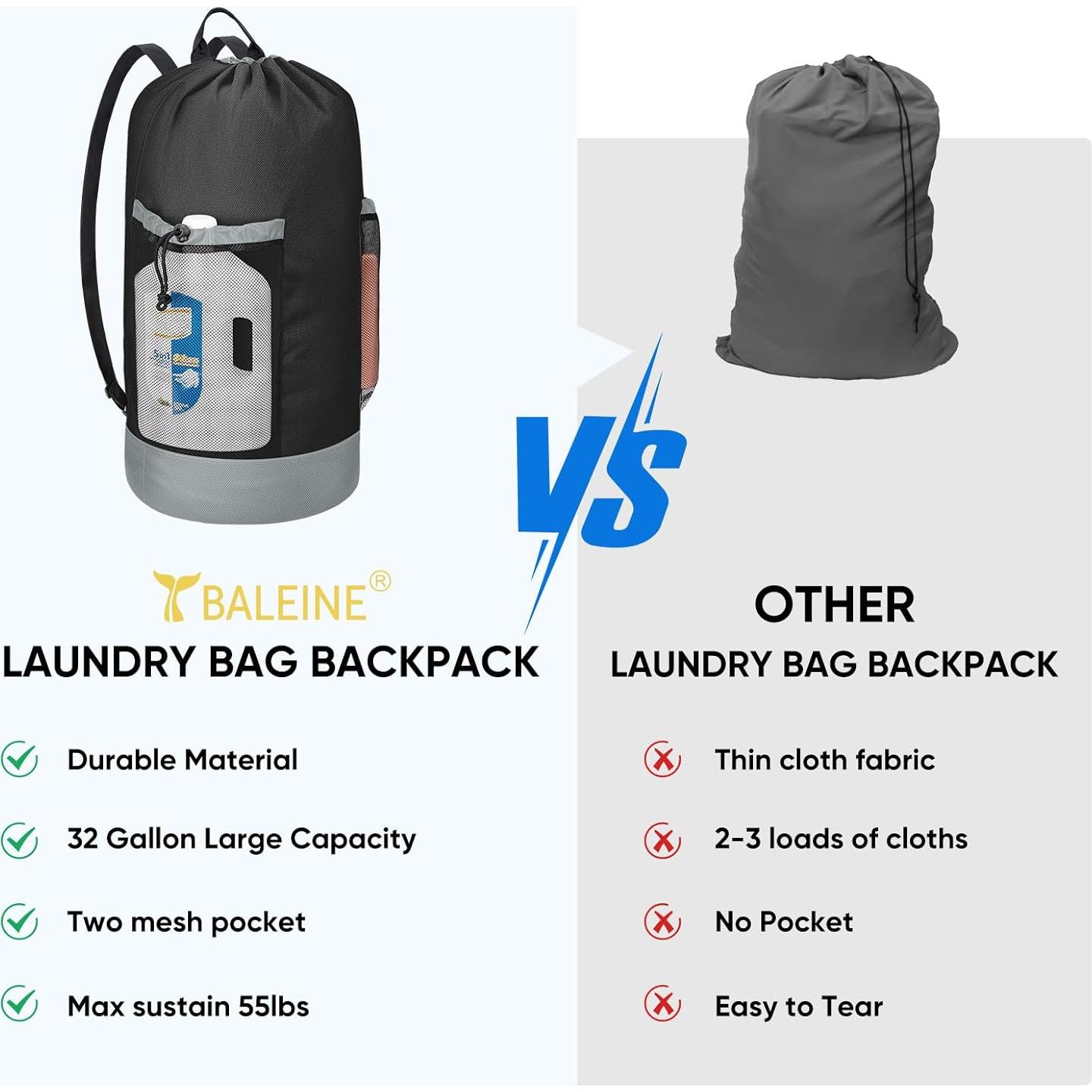 Bolsa de Lavandería Mochila BALEINE 120L Oxford Negra